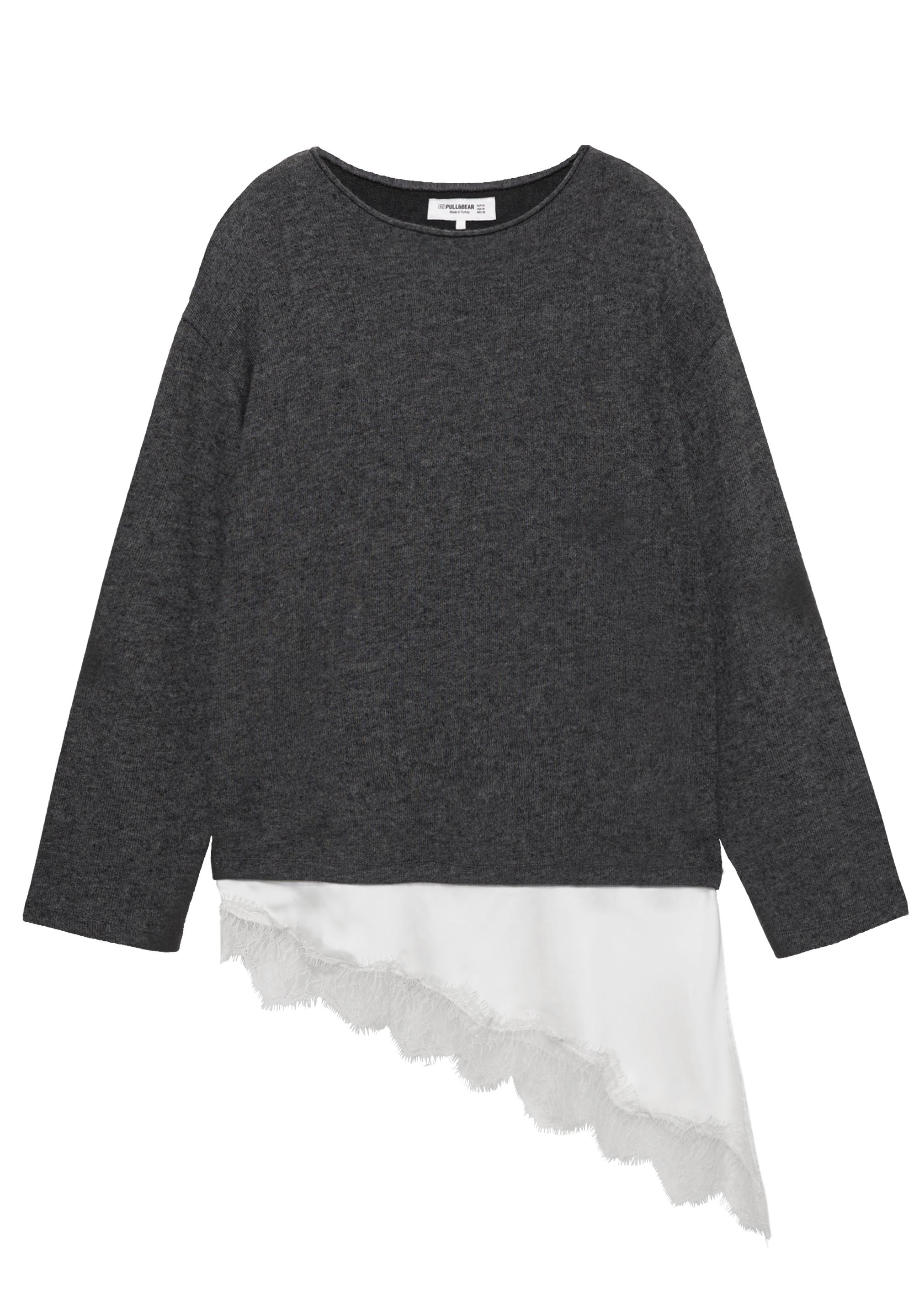 Fine lace combined jumper — Dark grey