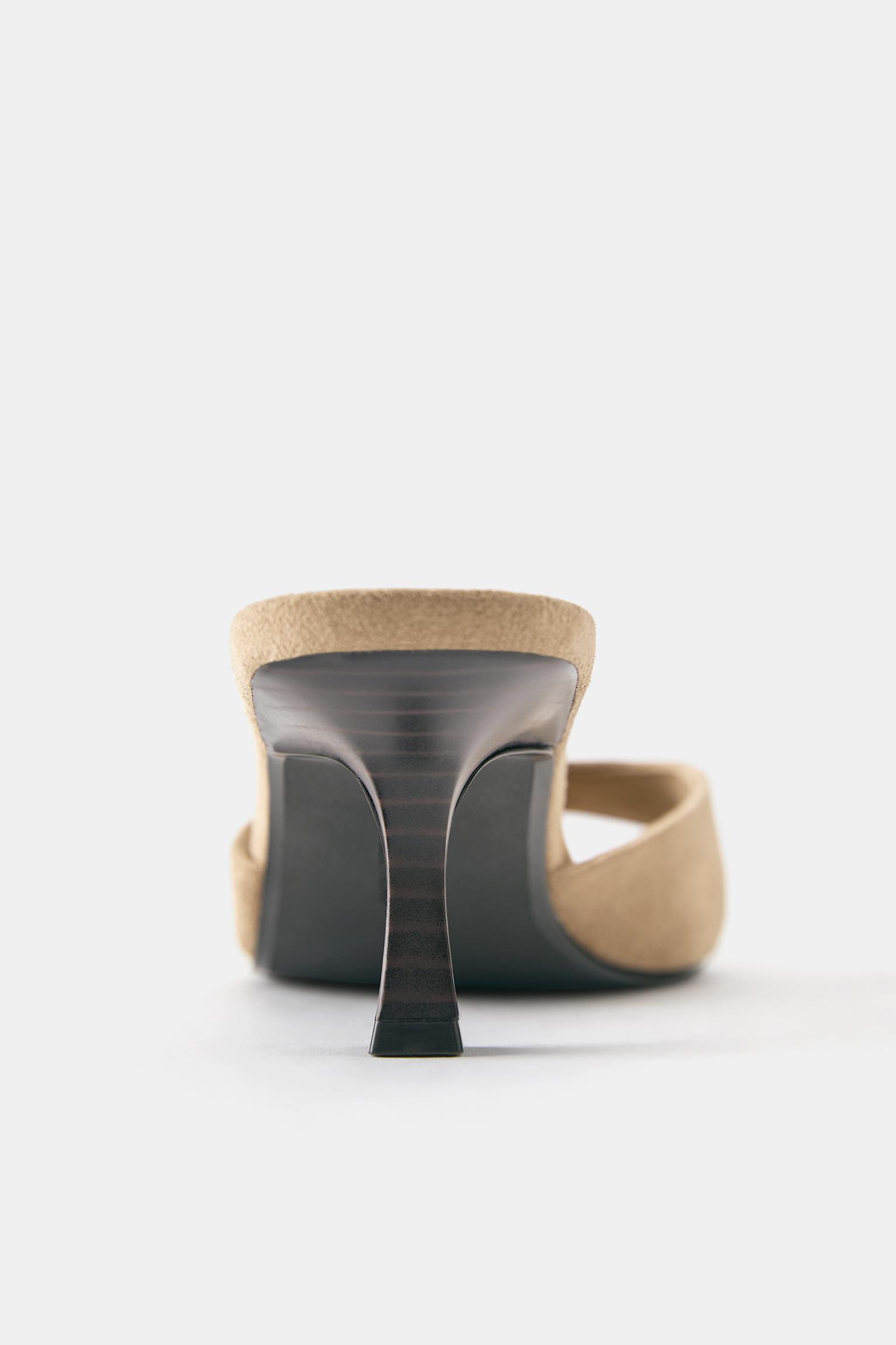 Heeled mule sandals — Sand