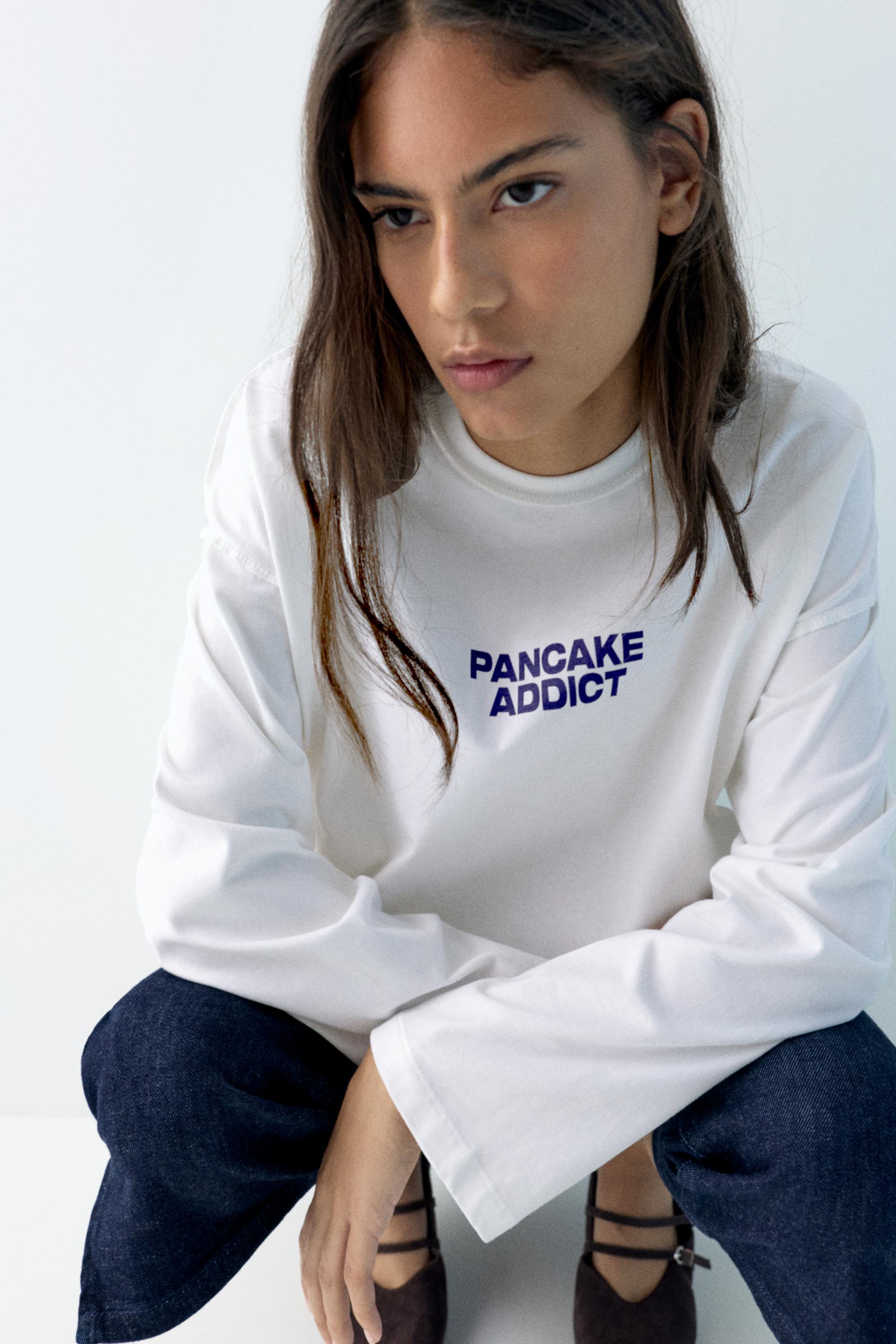 Pancake grafik baskılı t-shirt - Görsel 13