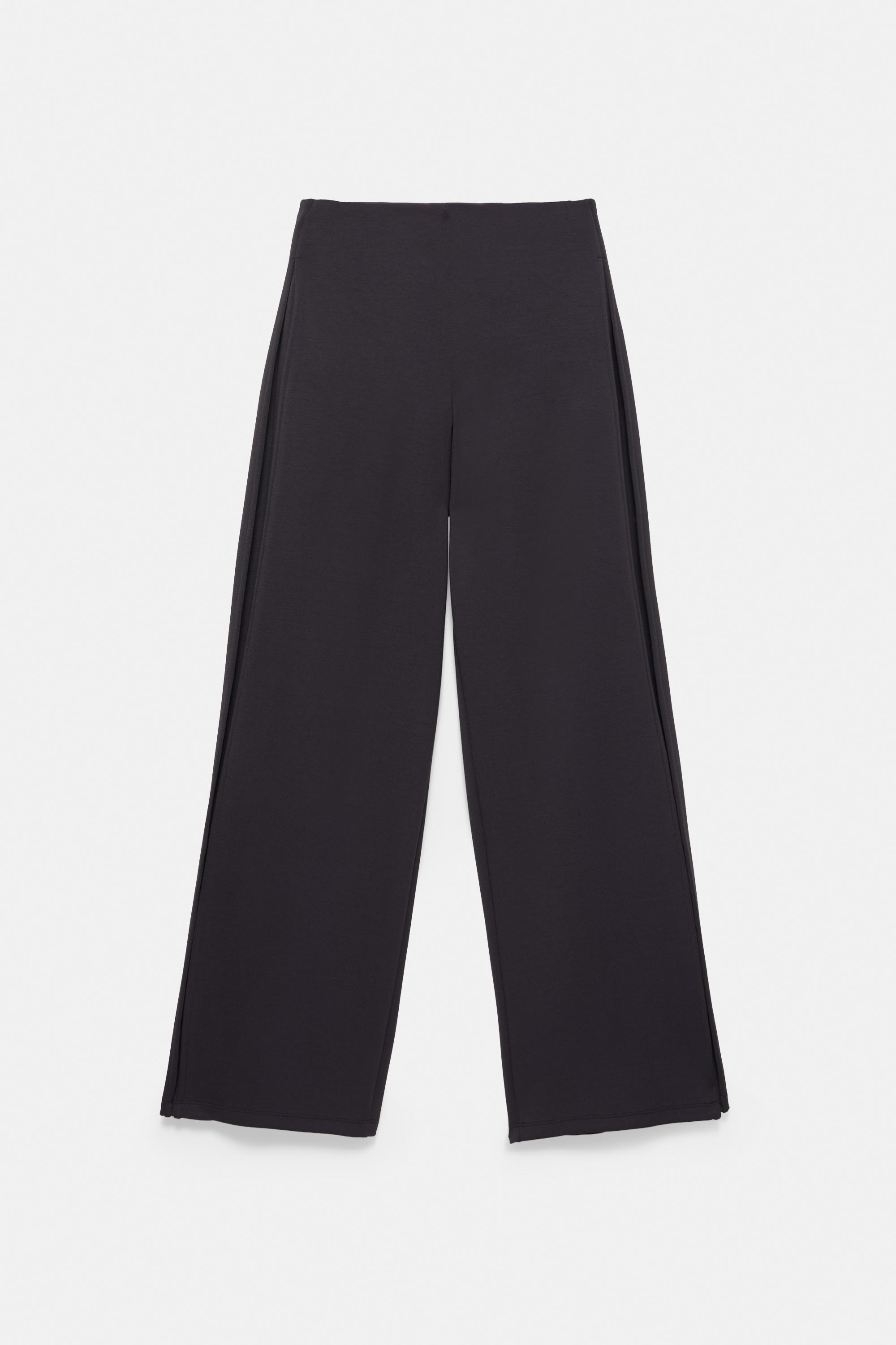 Straight-leg trousers with modal and pleat detail — Black