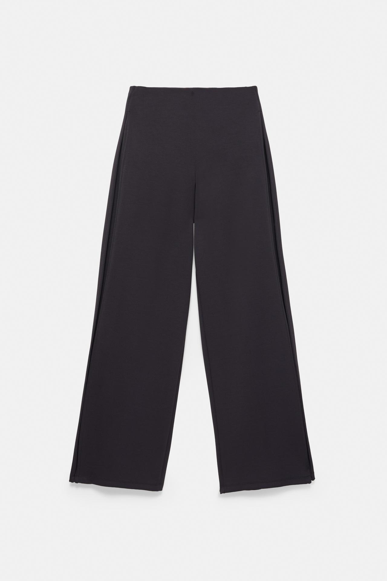 Straight-leg trousers with modal and pleat detail — Black