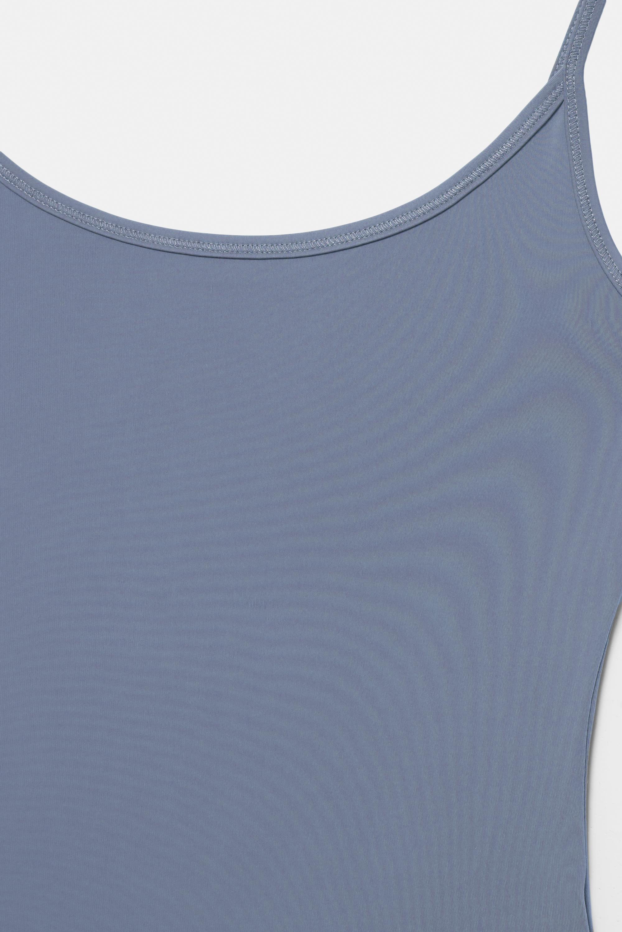 Polyamide bodysuit with thin straps — Grey blue