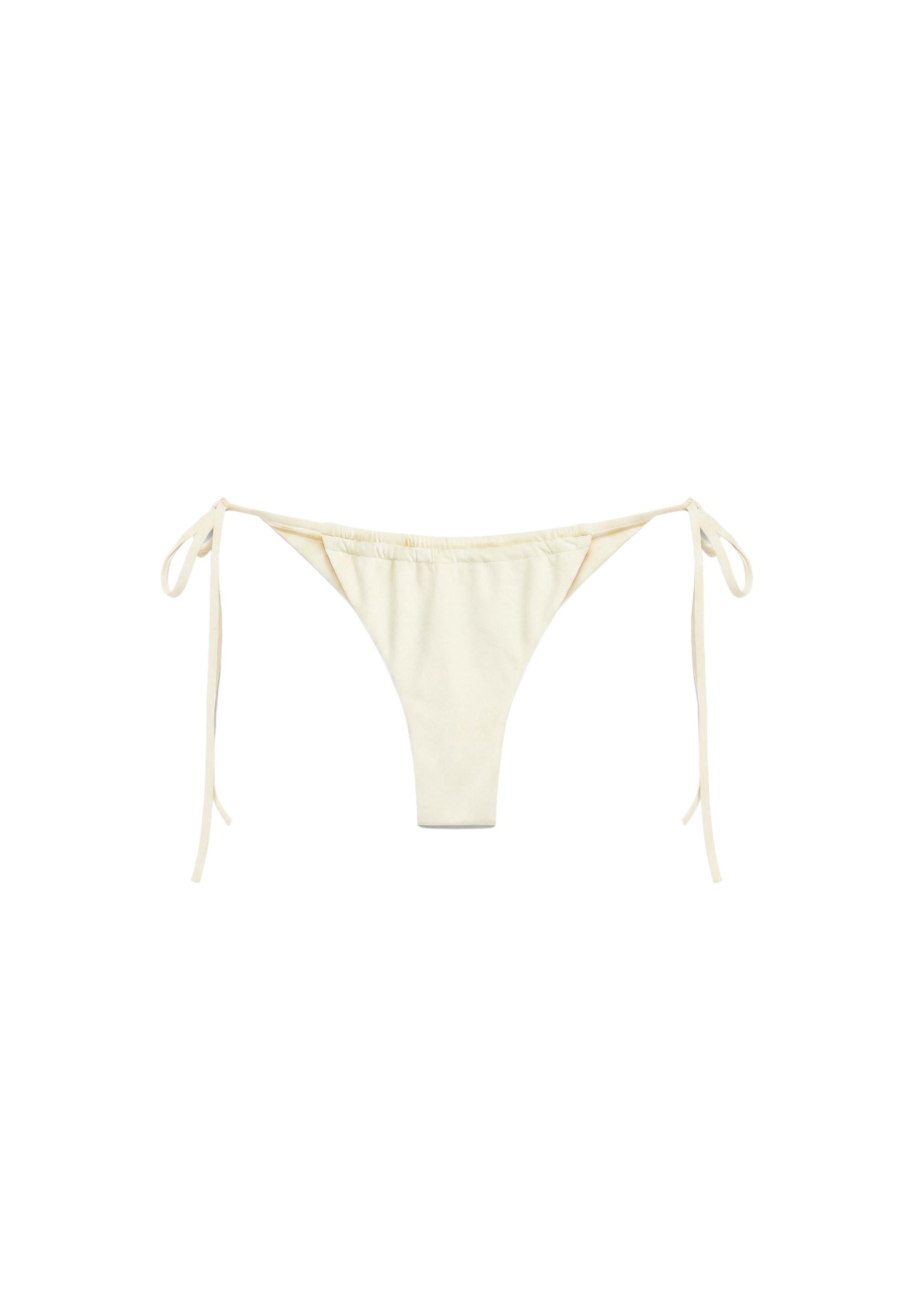 Draped bikini bottoms — Pastel yellow