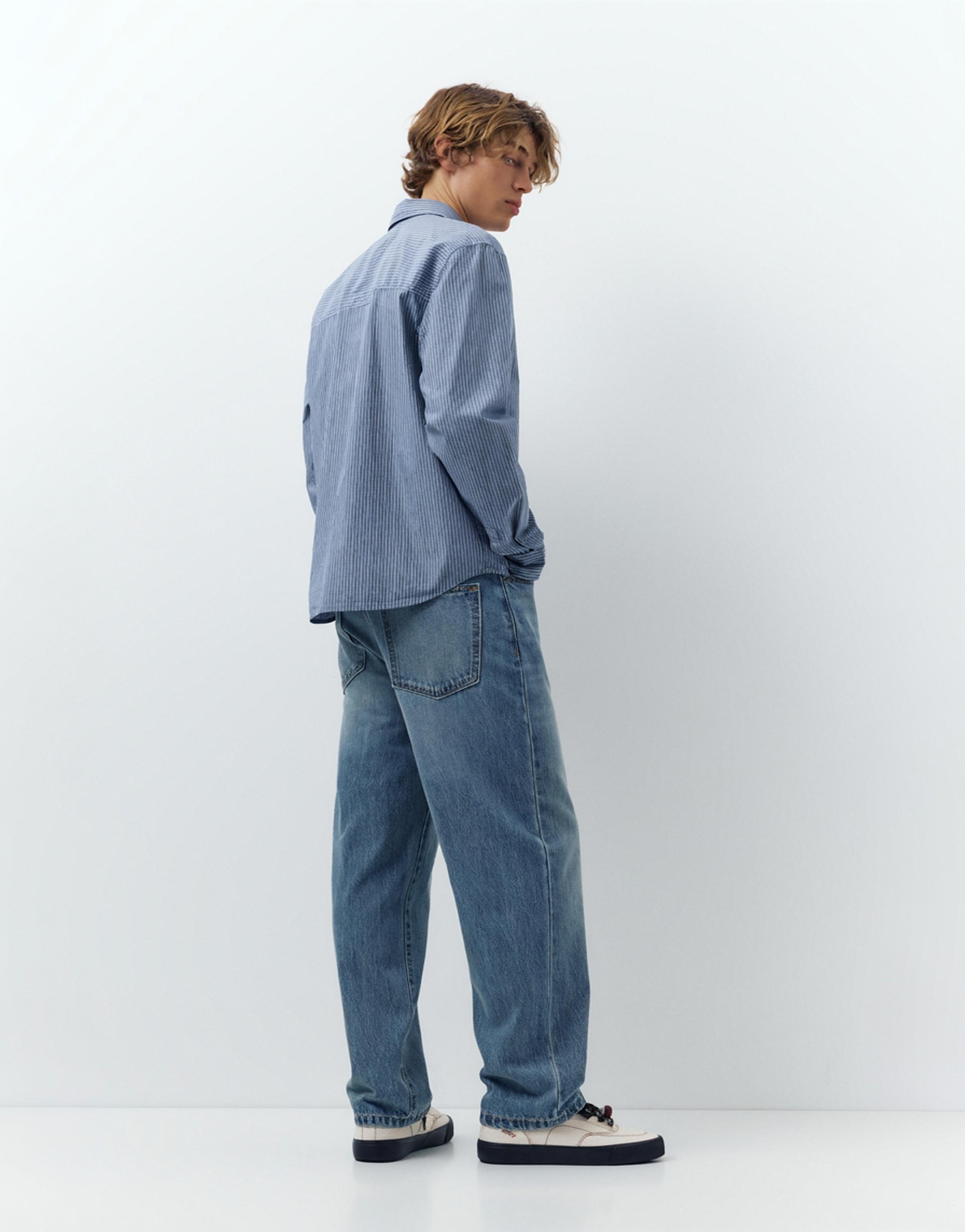 Striped long sleeve shirt — Pale blue