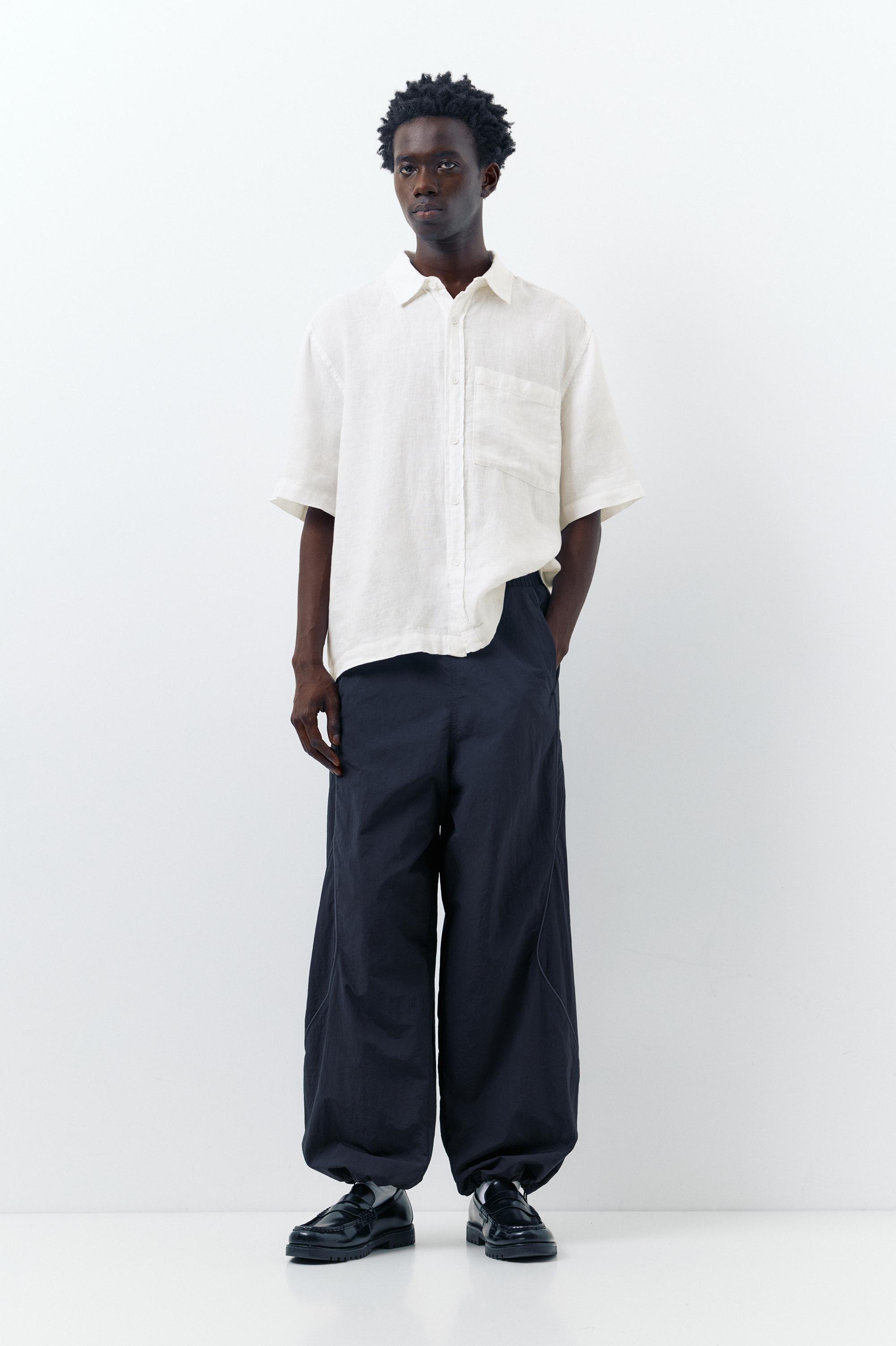 100% linen short sleeve shirt — Off white