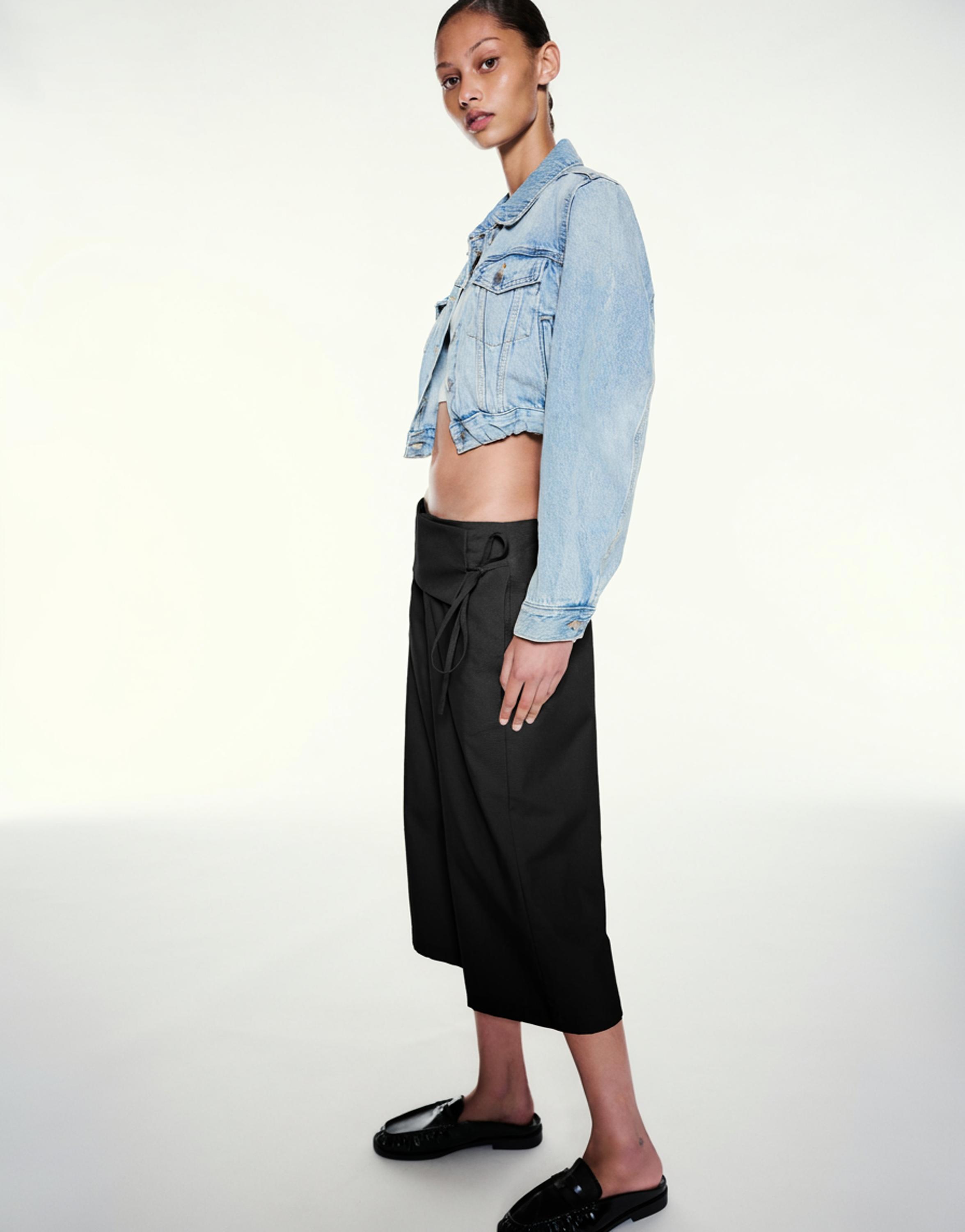 Sash tie culottes — Black
