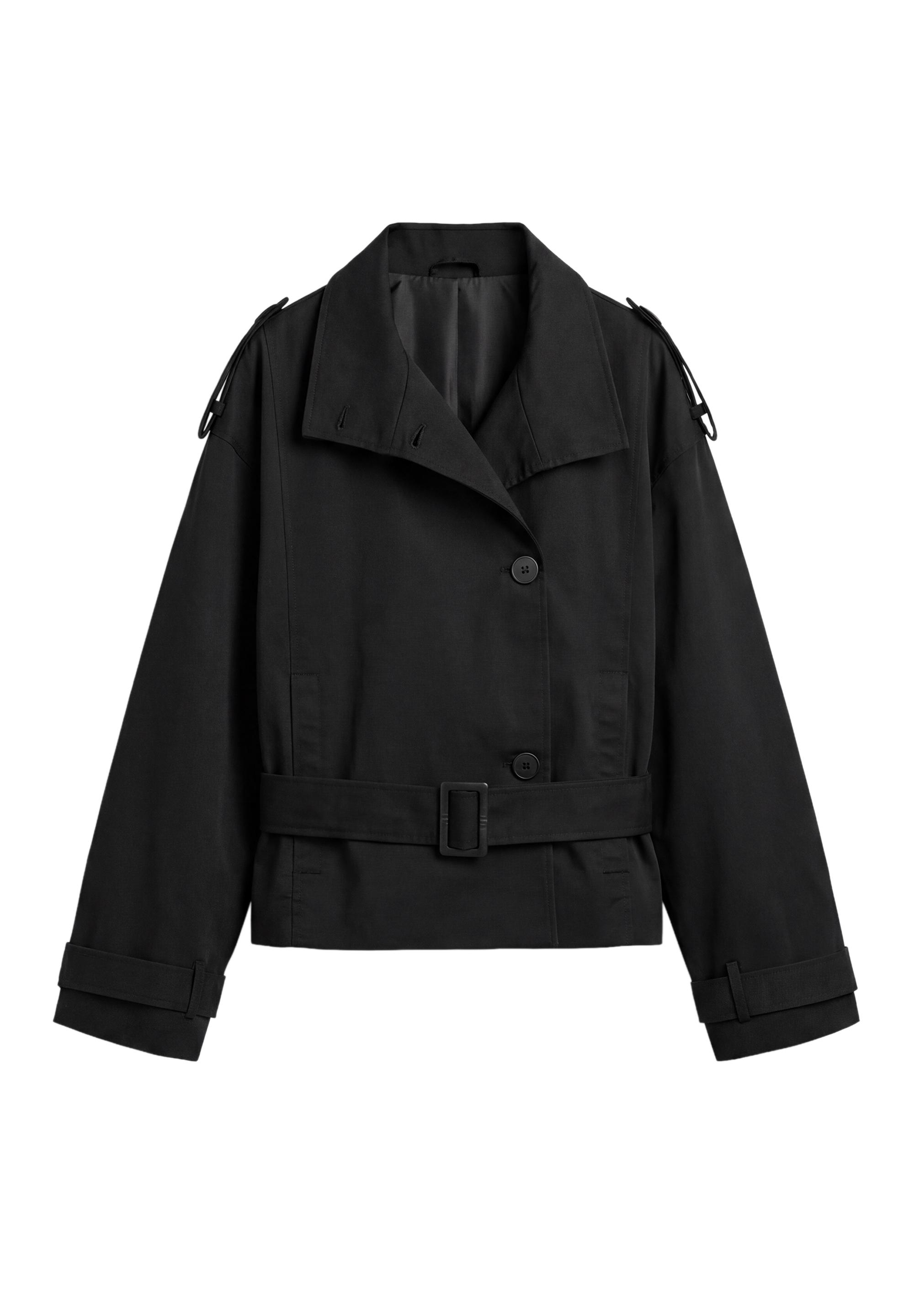 Short belted trench coat — Black