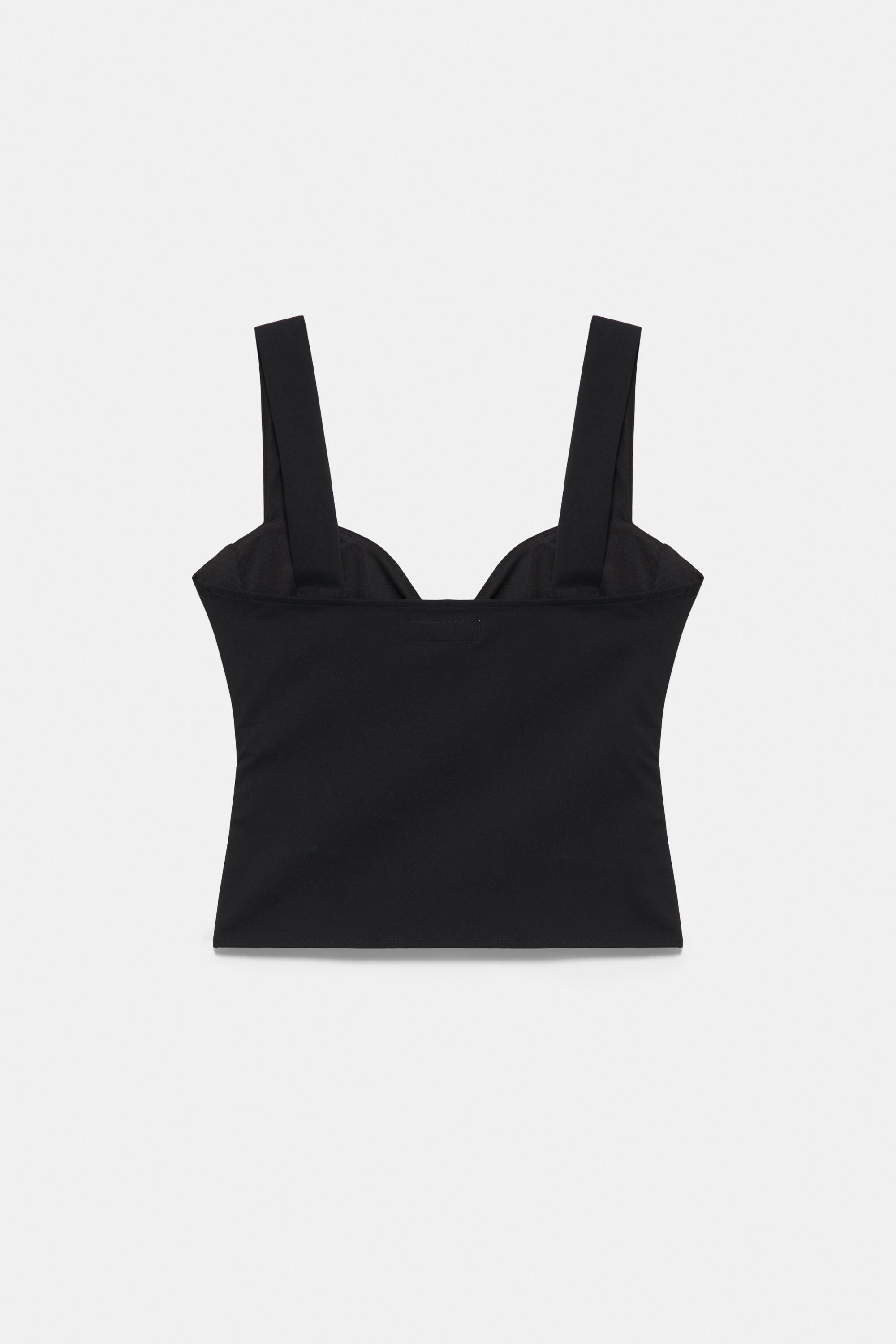 Strappy corsetry-inspired top — Black