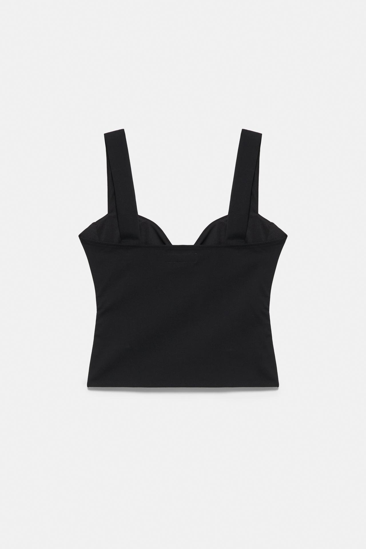 Strappy corsetry-inspired top — Black