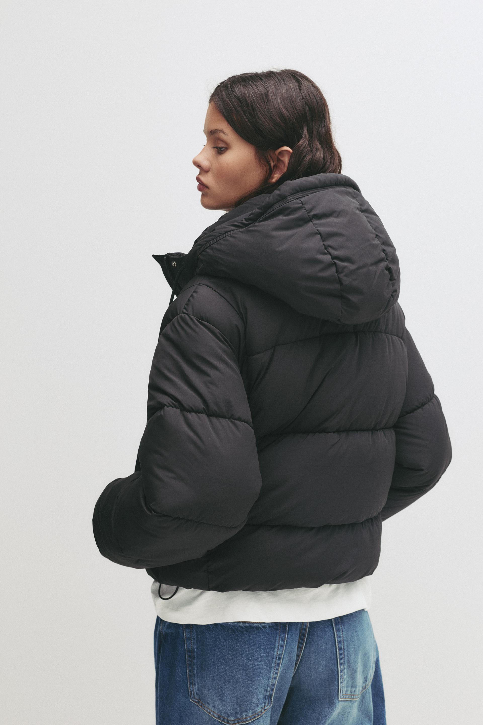 Abrigo Acolchado Chaqueta Negra Mujer Pull And Bear Cazadora