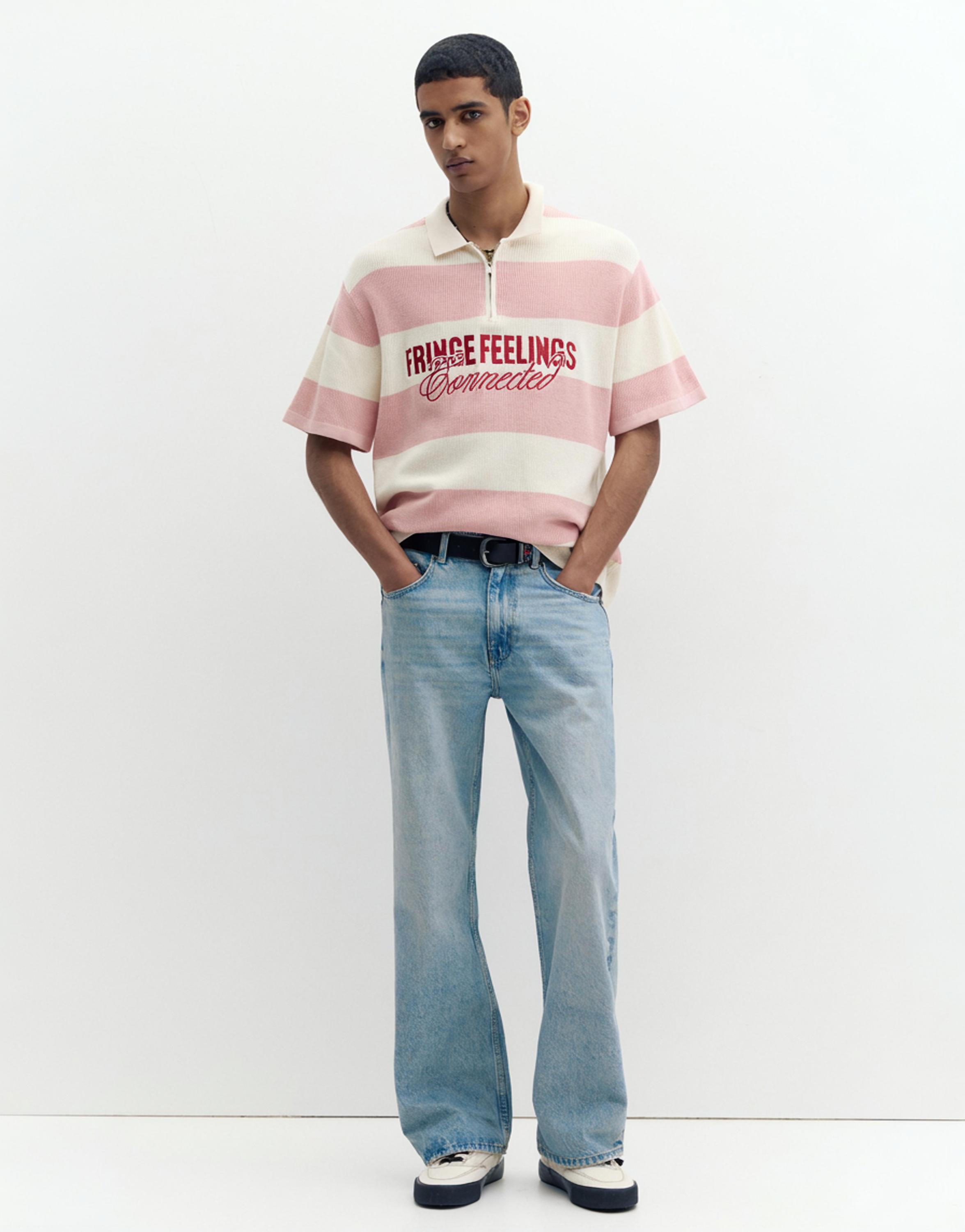 Nakışlı panelli polo t-shirt - Görsel 11