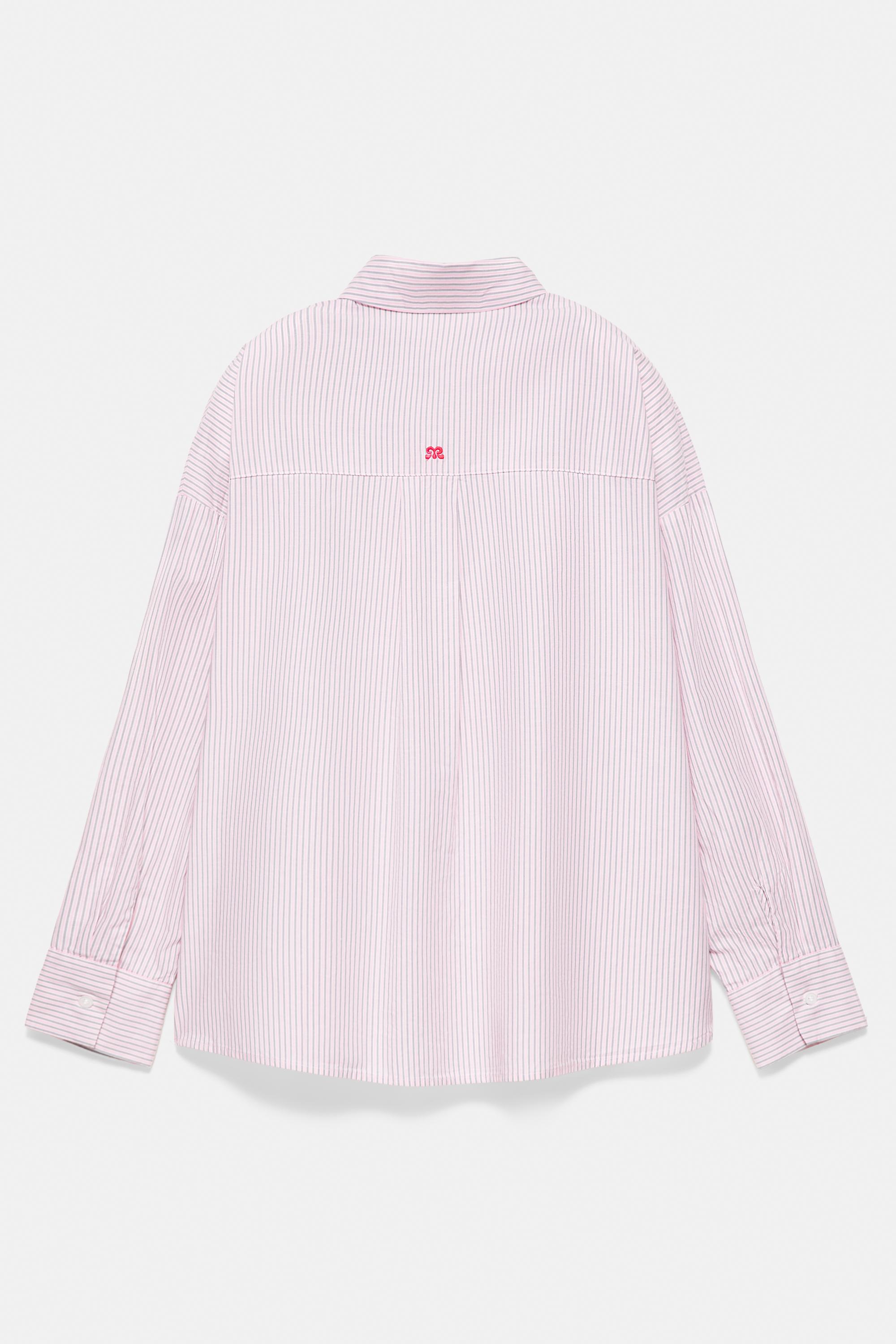Embroidered striped shirt — Pastel pink