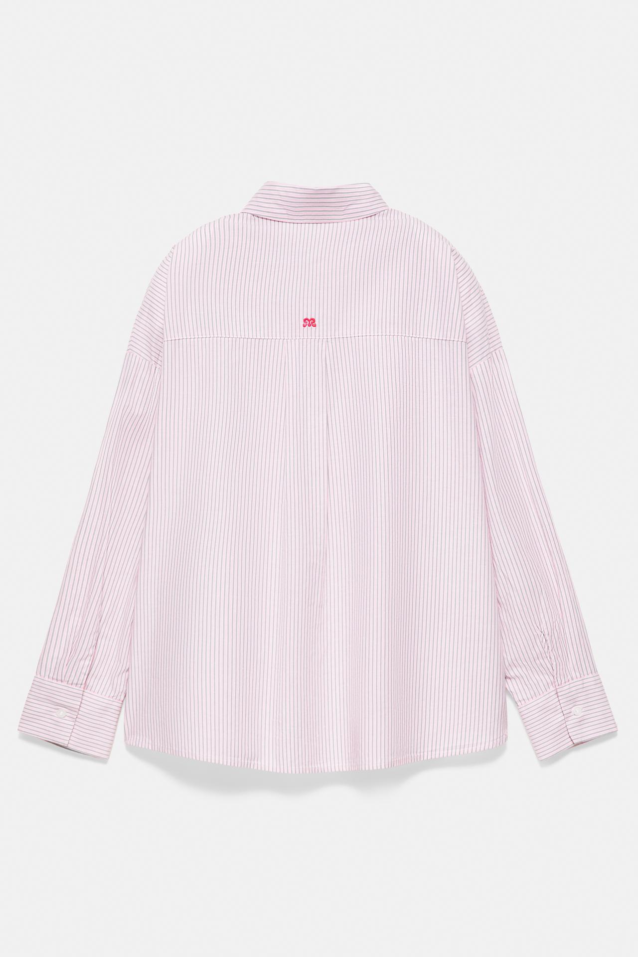 Embroidered striped shirt — Pastel pink