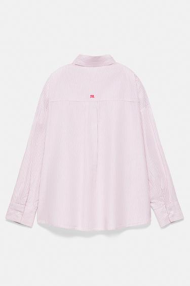 Embroidered striped shirt — Pastel pink 9