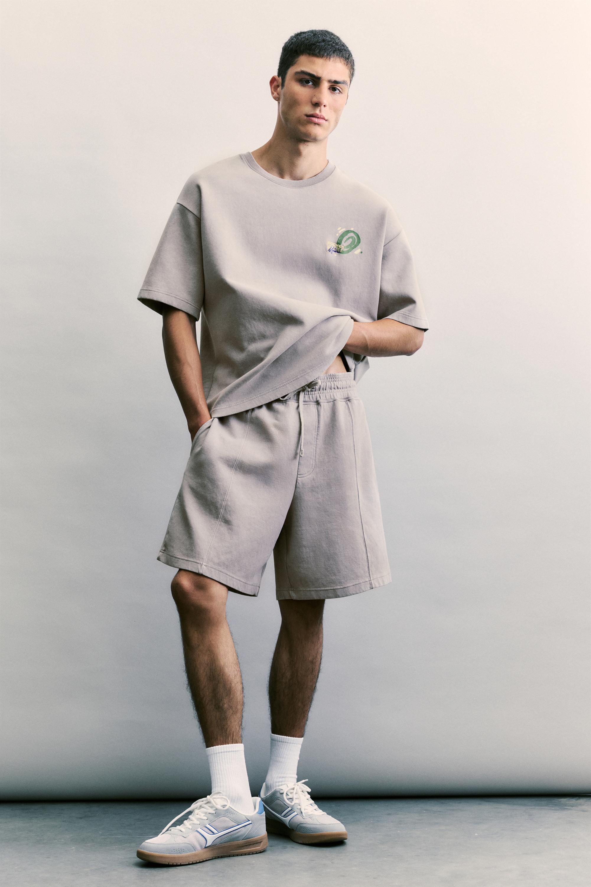 Interlock jogger Bermuda shorts — Grey marl