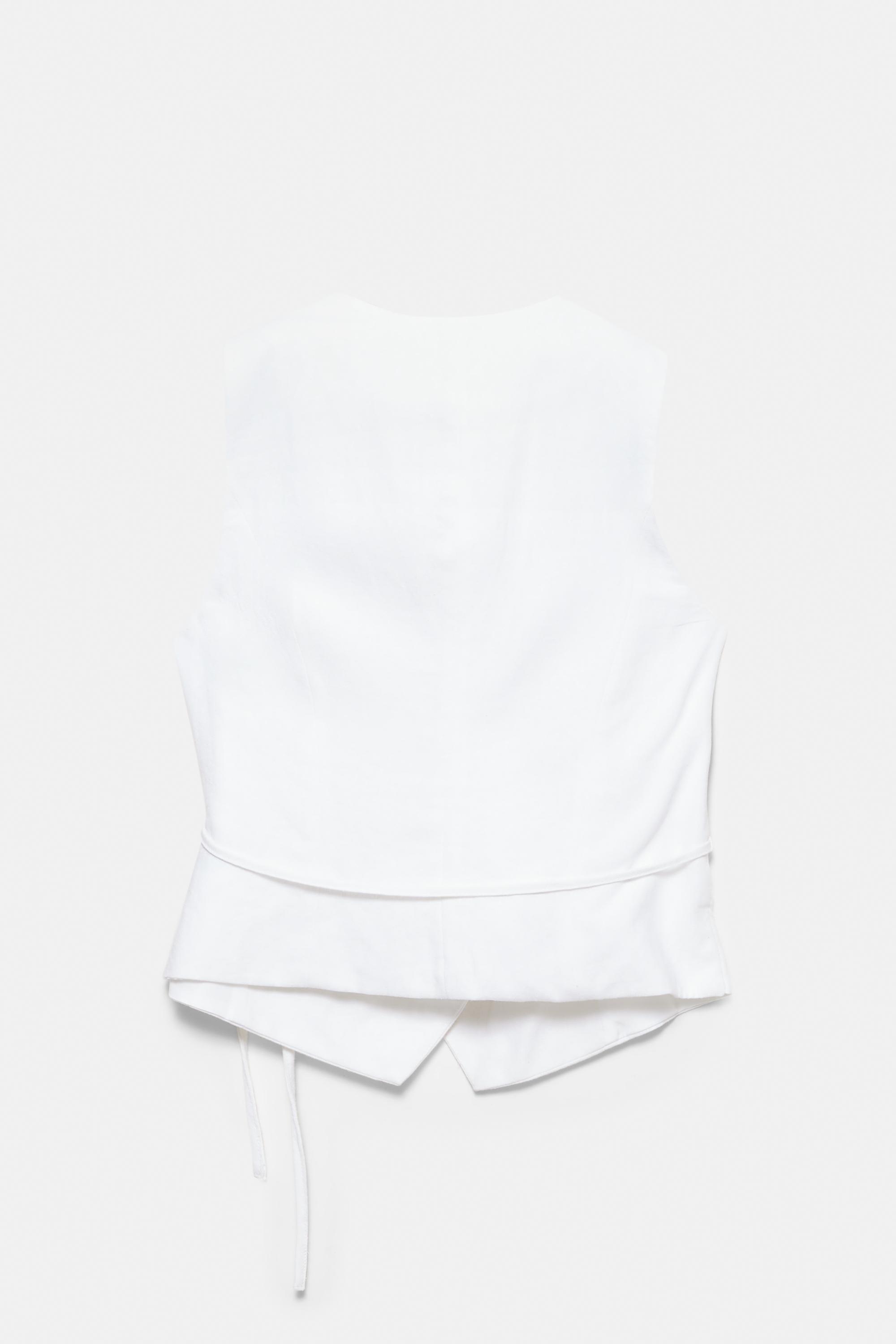 Rustic linen-blend waistcoat — White