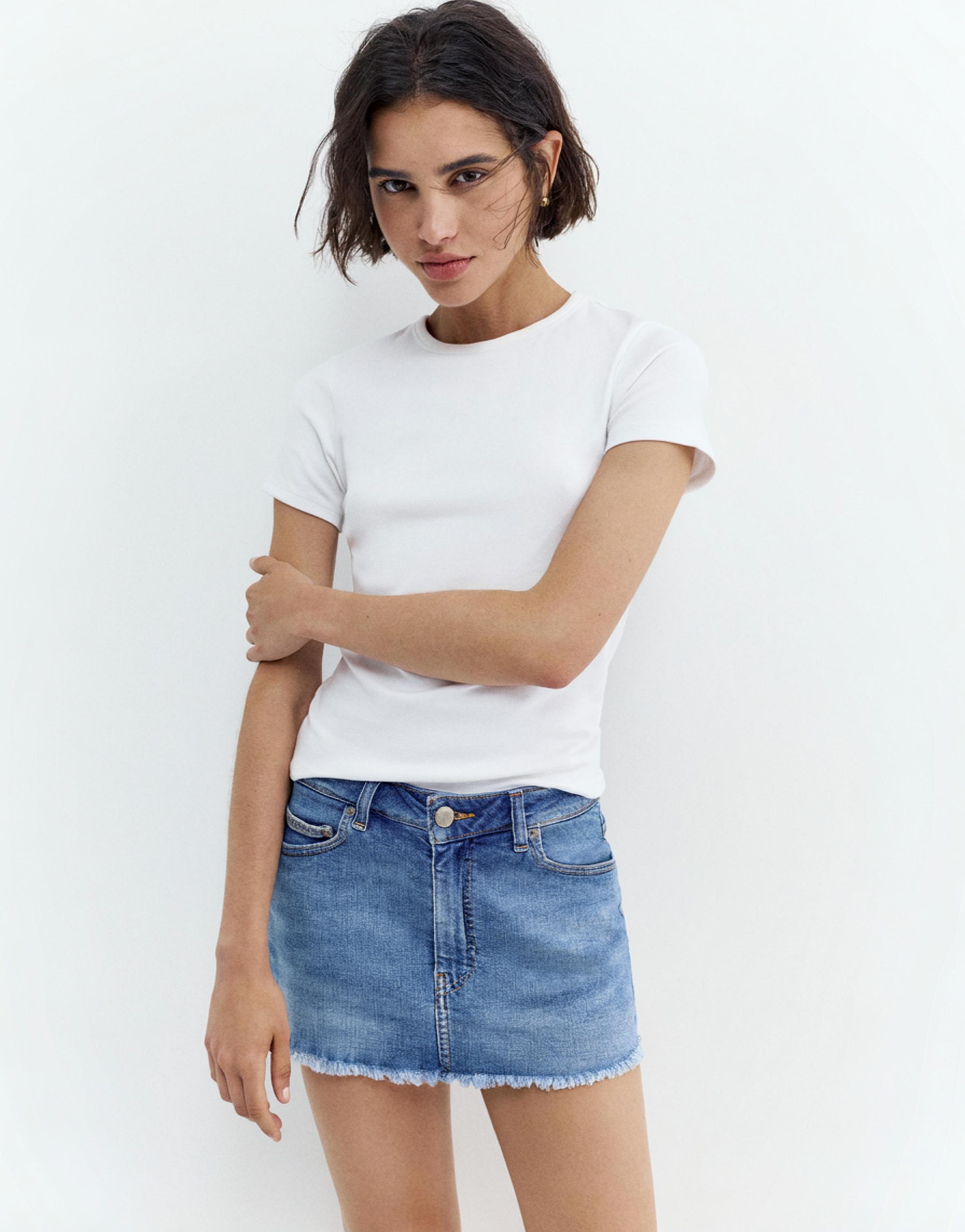 Denim skort — Medium blue