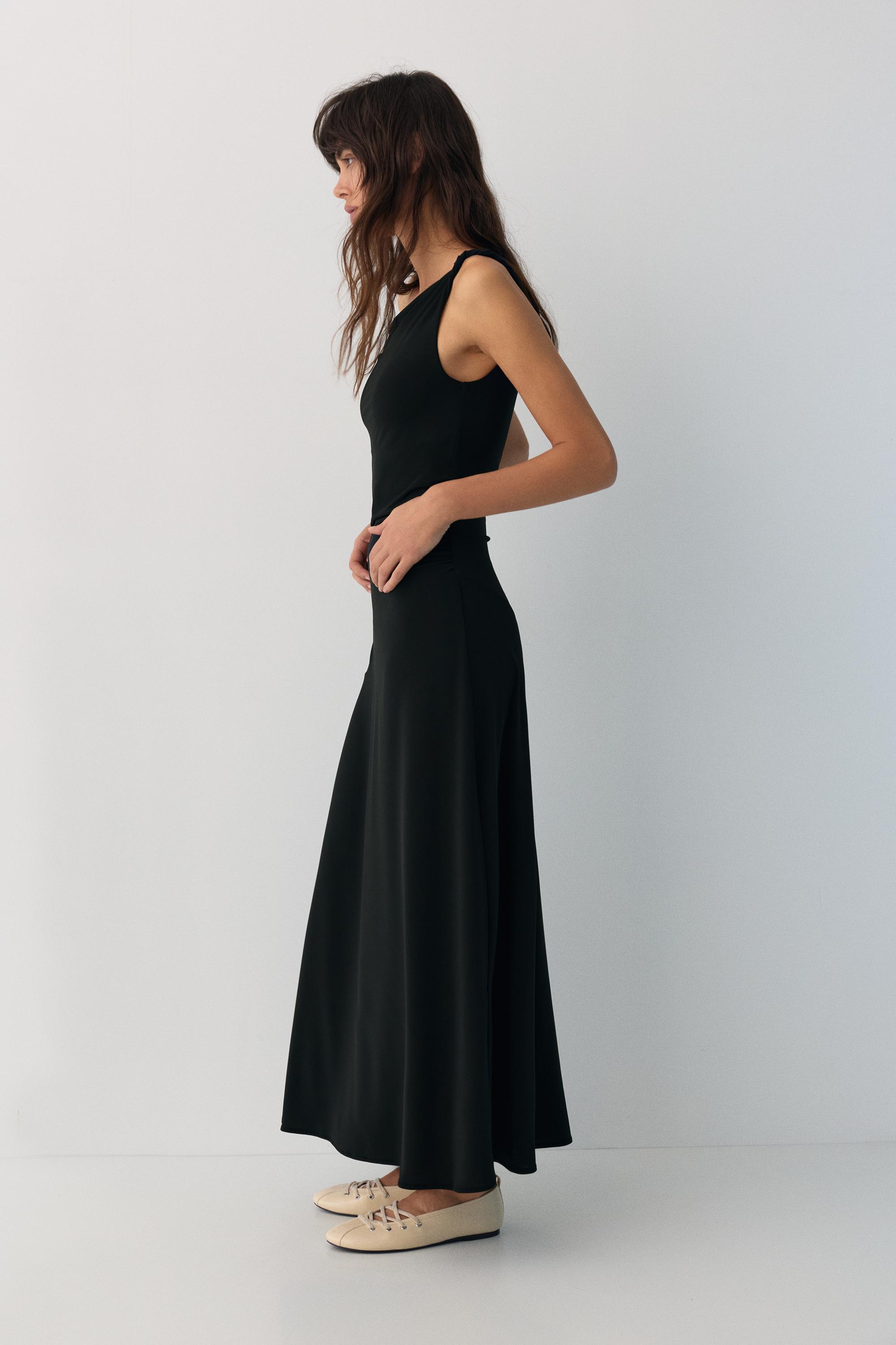 Asimetrik midi elbise - Görsel 14