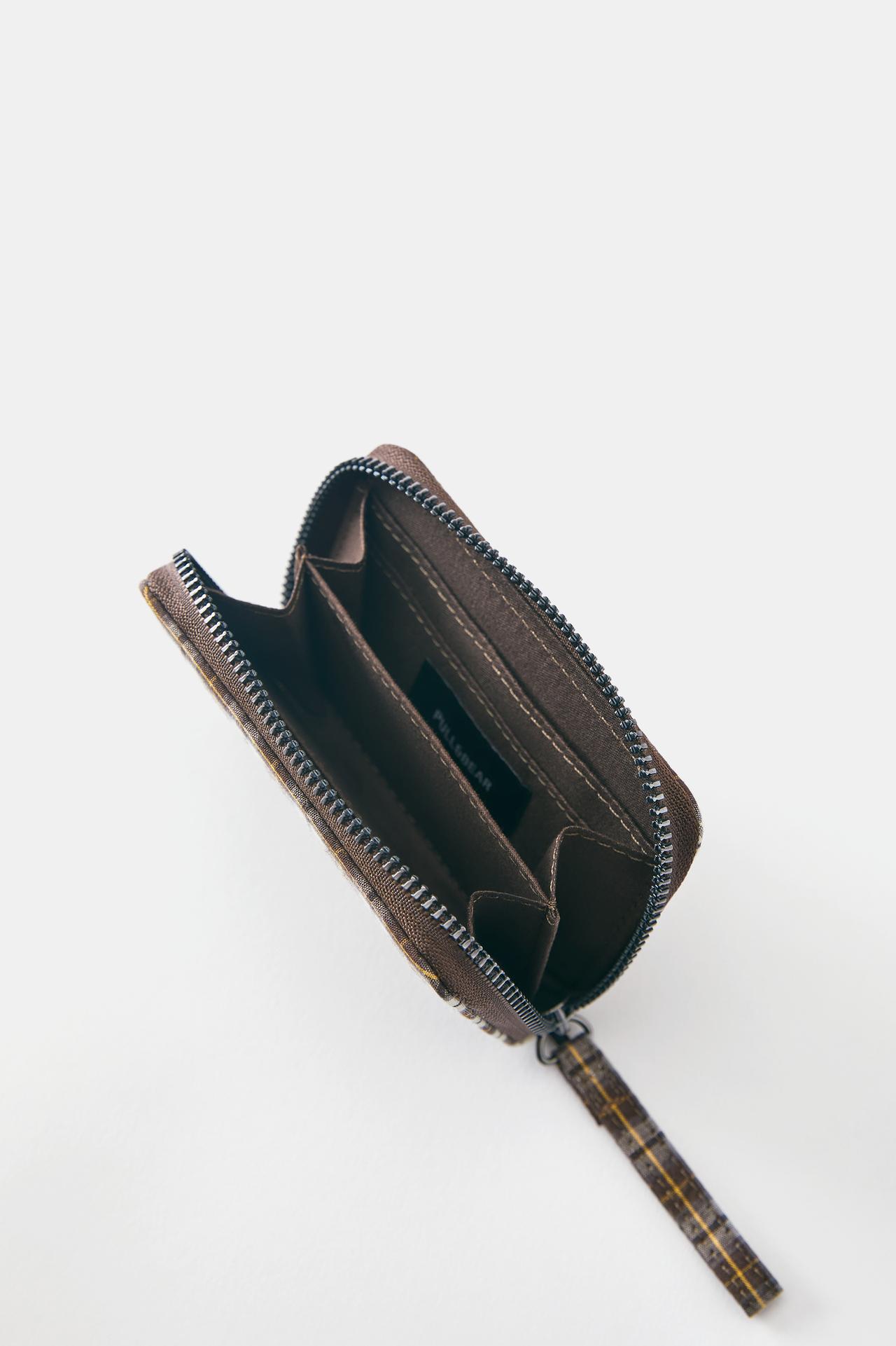 Check print purse — Brown