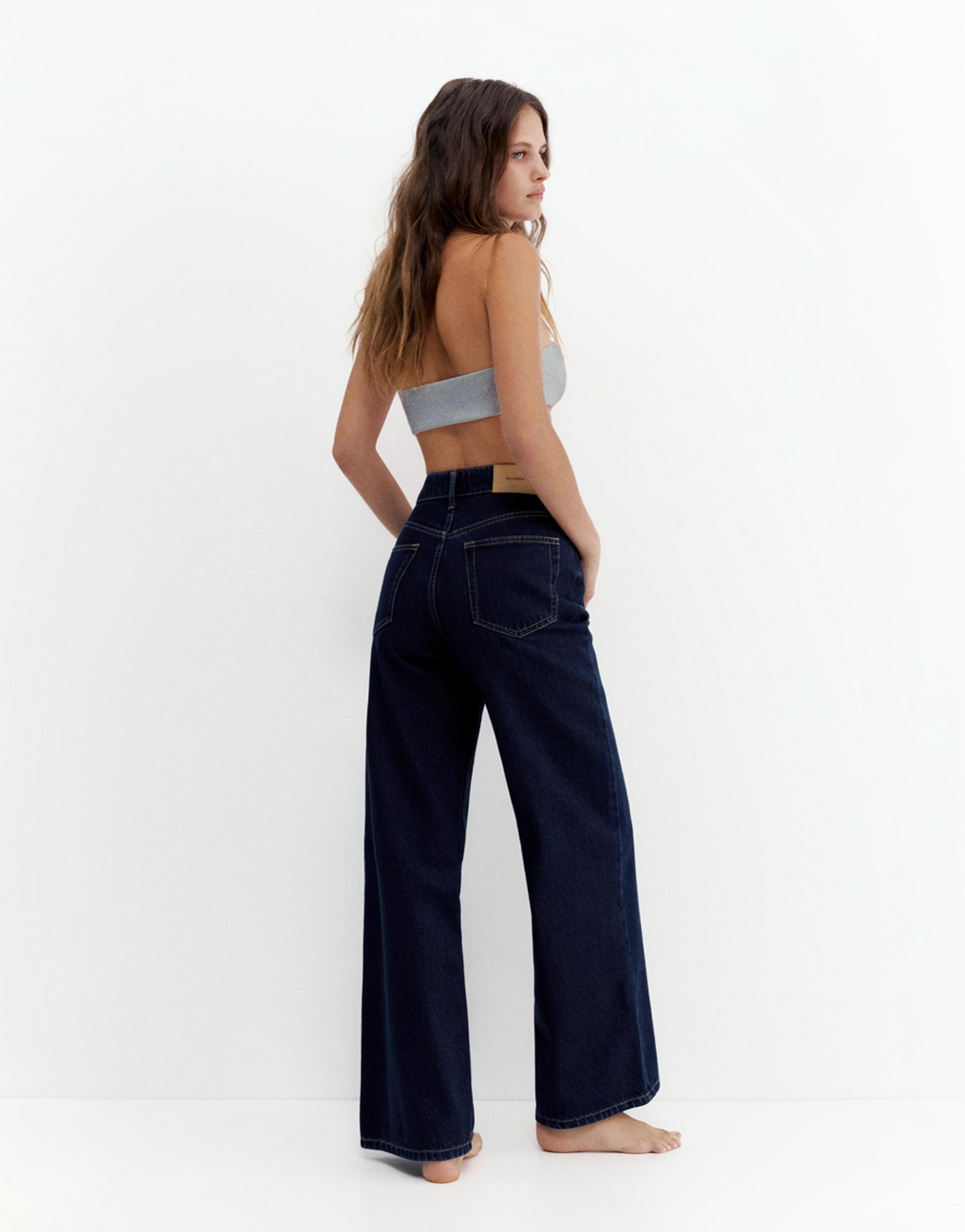 High-waist wide-leg jeans — Navy
