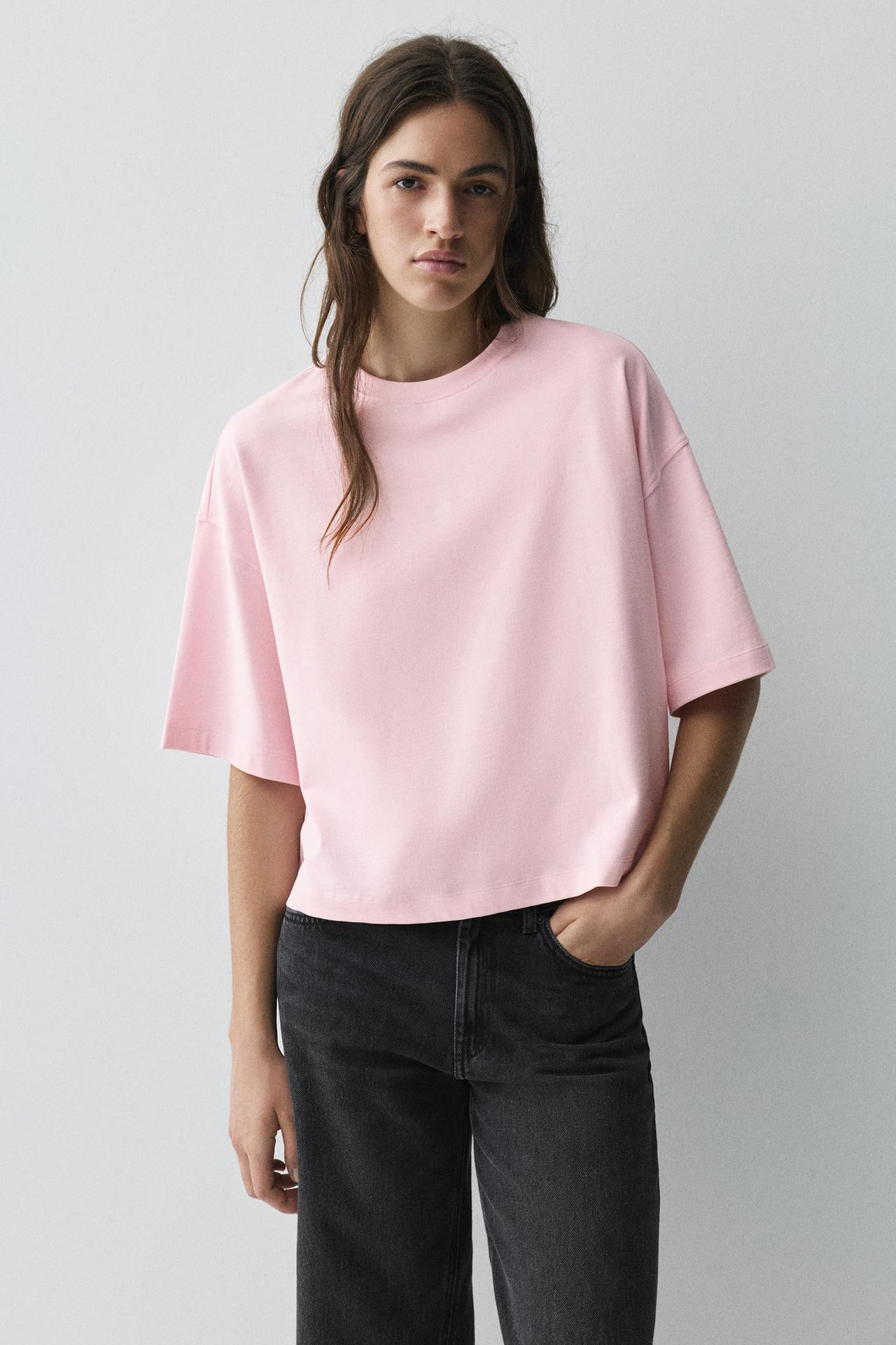 Boxy fit short sleeve T-shirt — Pale pink