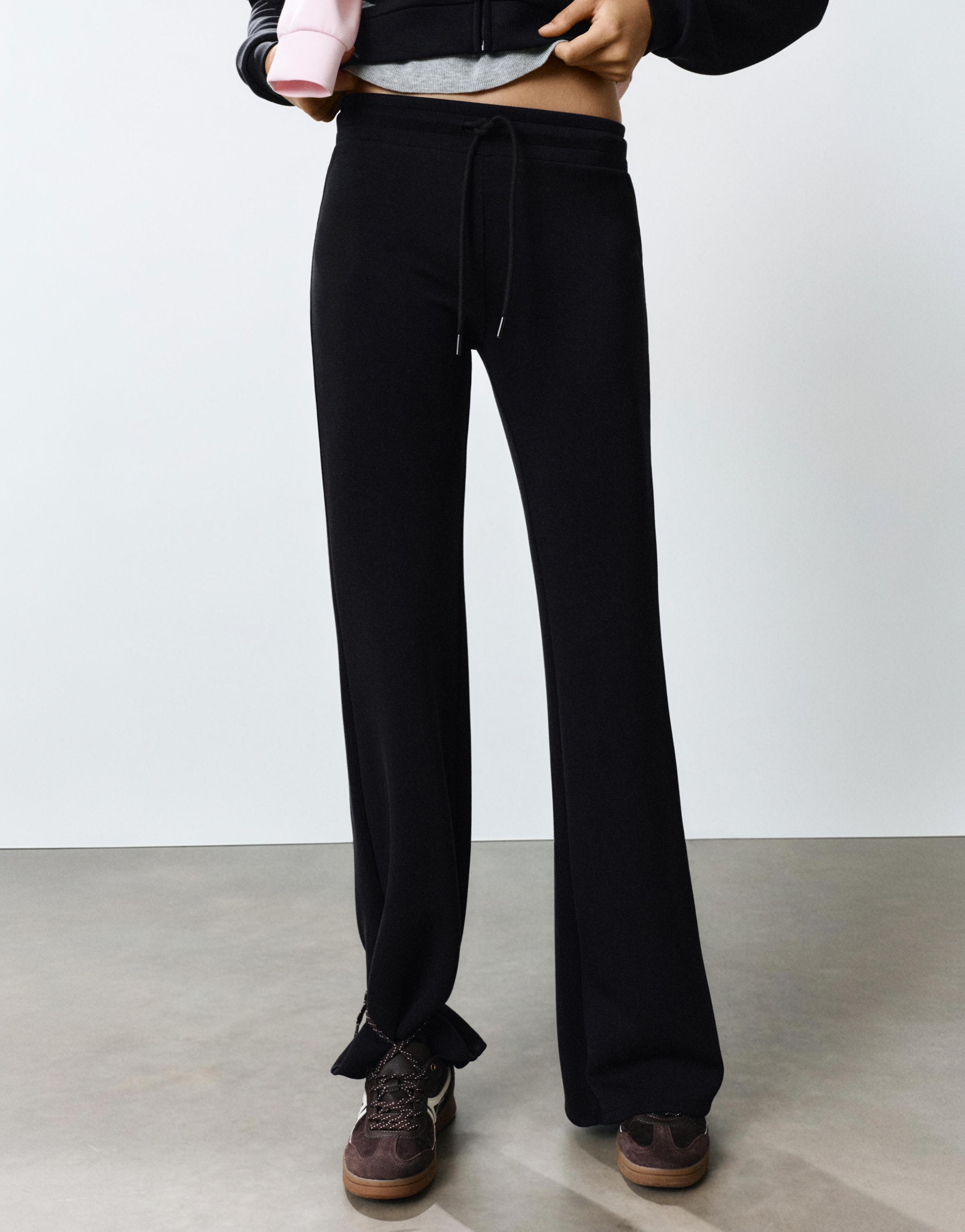 Modal flared trousers — Black