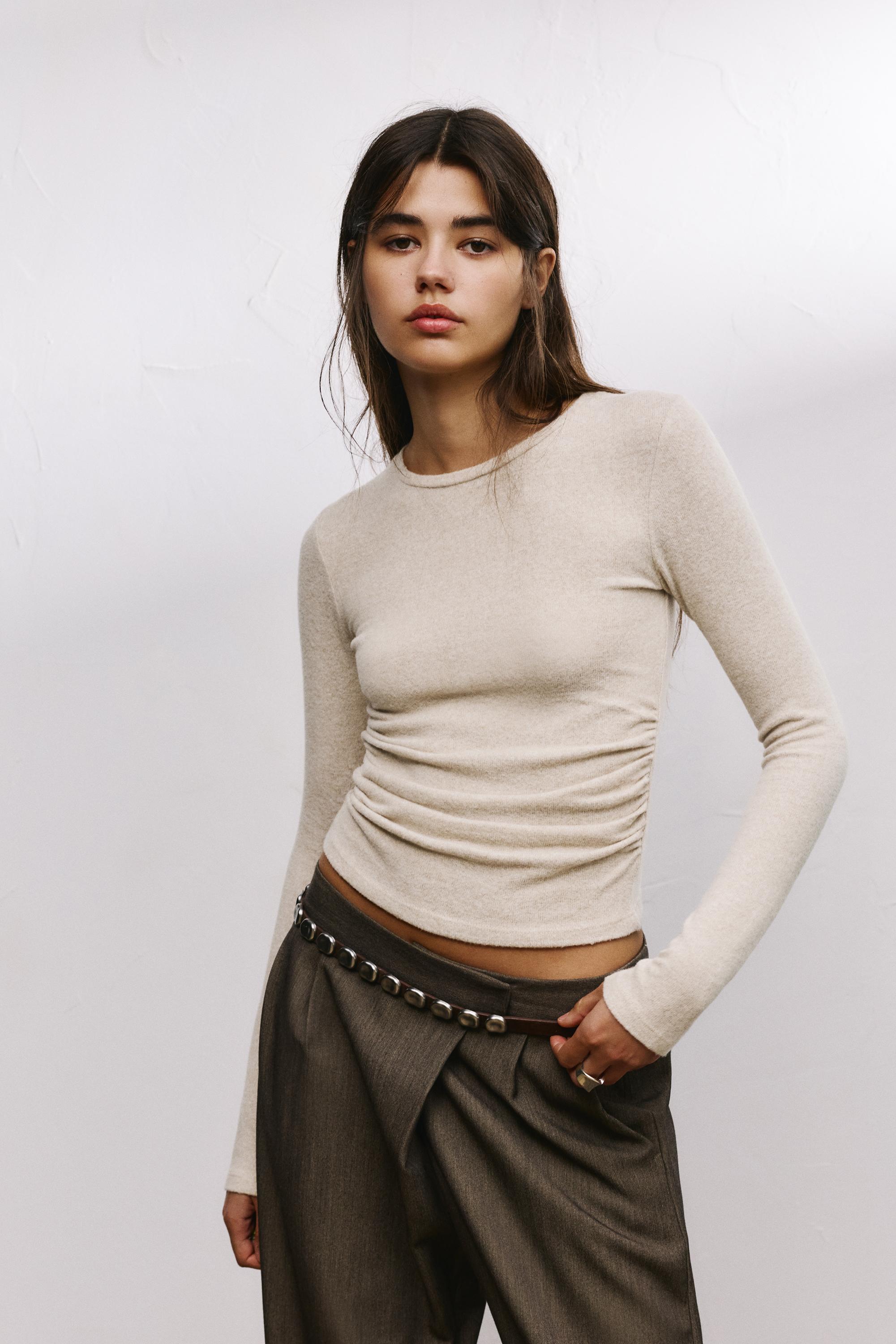 Büzgülü yumuşak dokulu tişört - Görsel 40