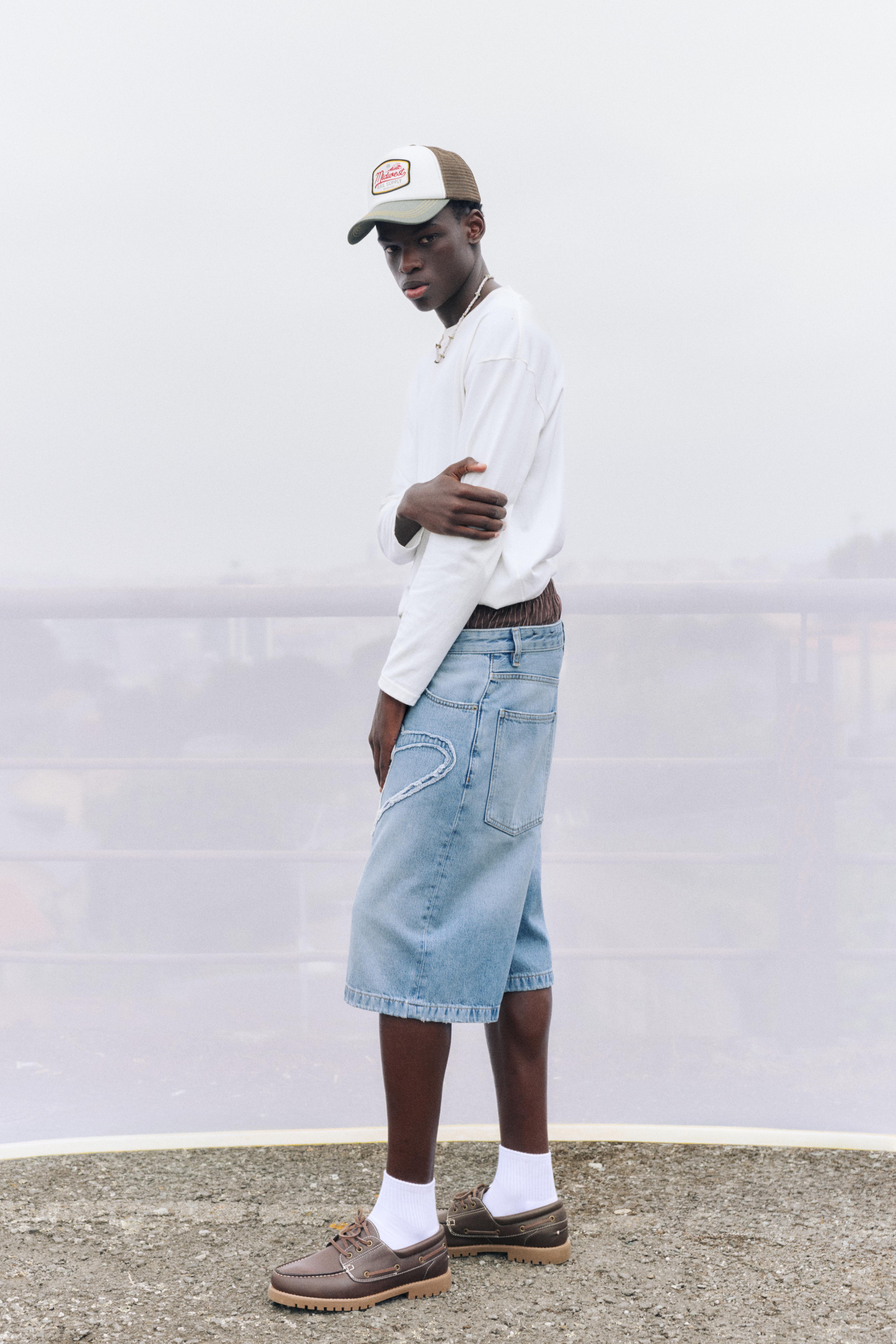 STWD skater denim Bermuda shorts — Pale indigo