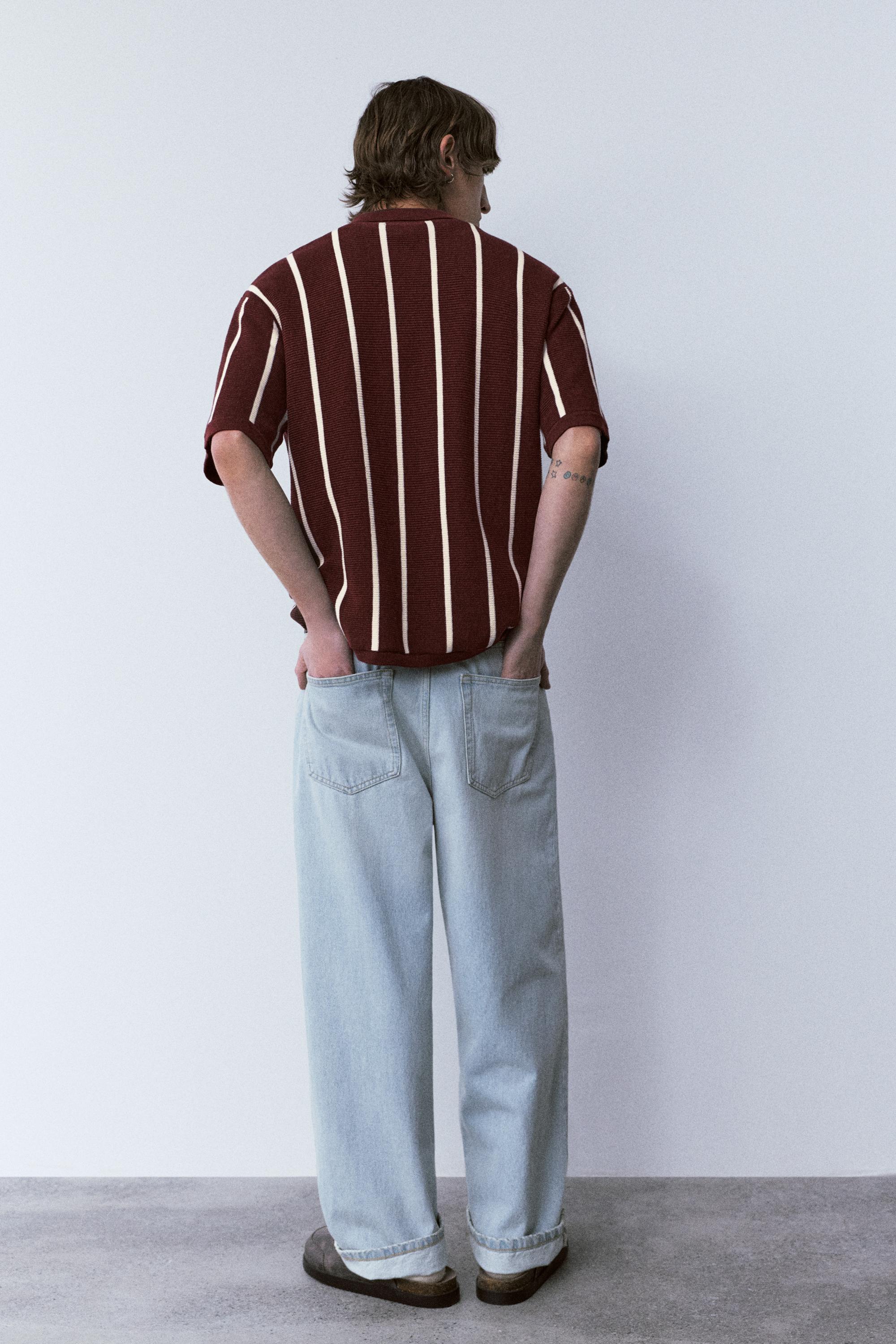 Fermuarlı çizgili triko polo - Görsel 14