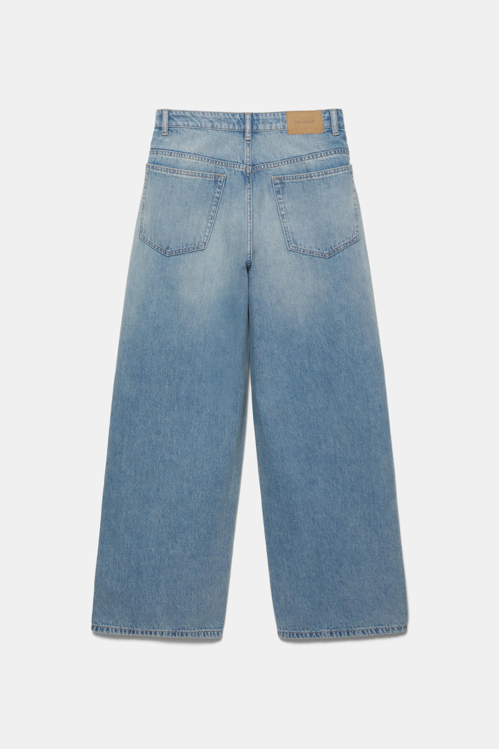 Pleated balloon fit baggy jeans — Pale blue
