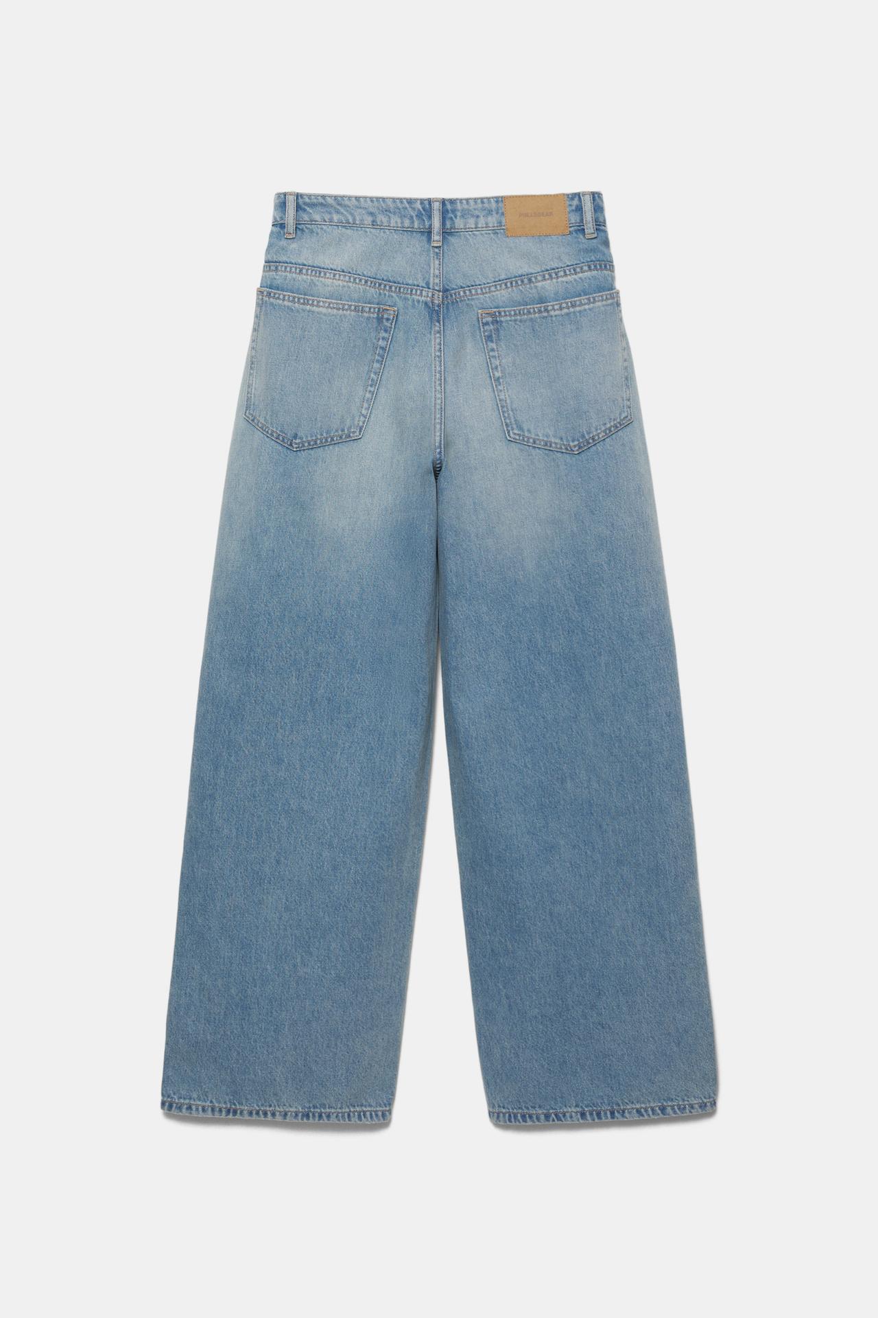 Pleated balloon fit baggy jeans — Pale blue
