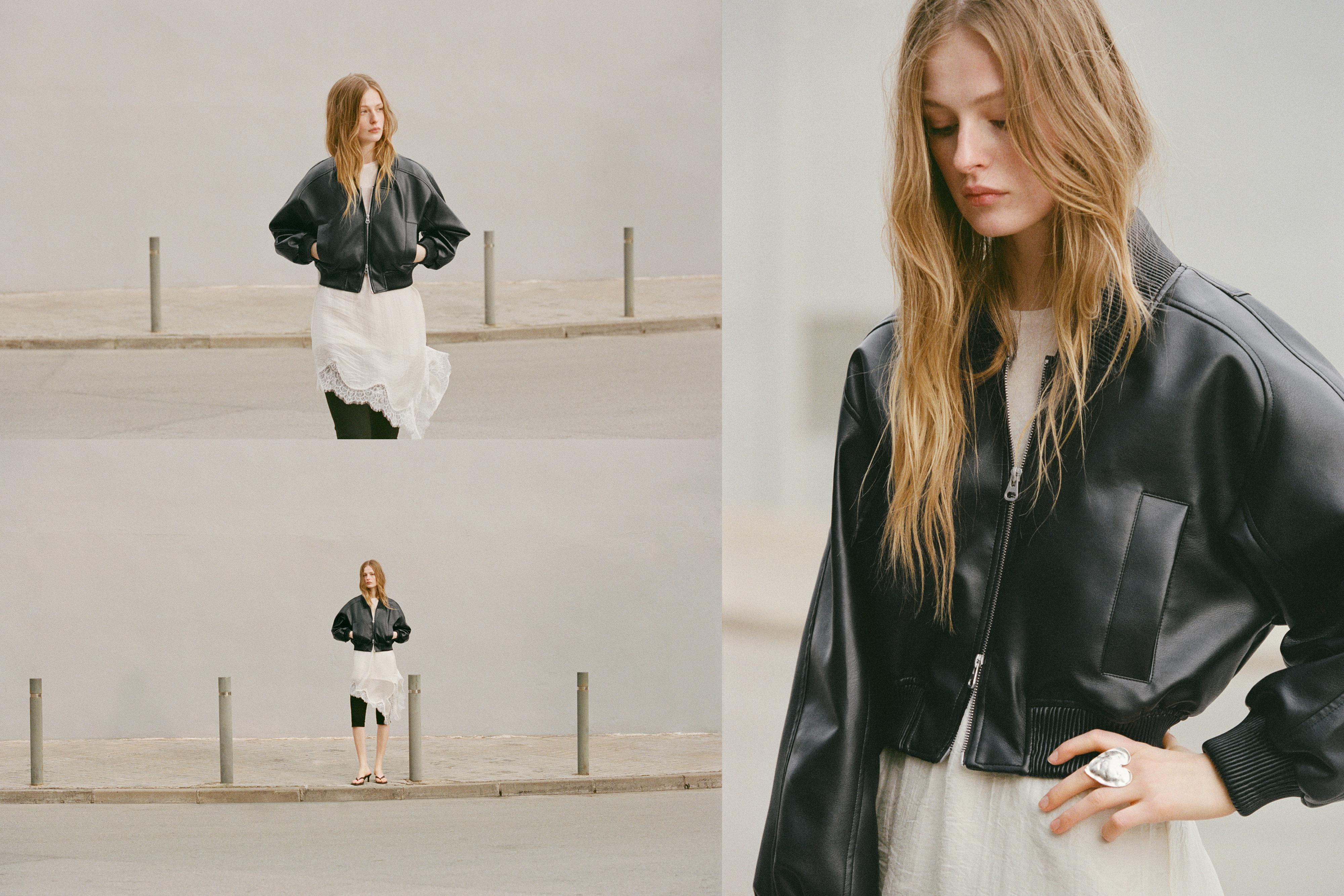 Faux leather bomber jacket — Black
