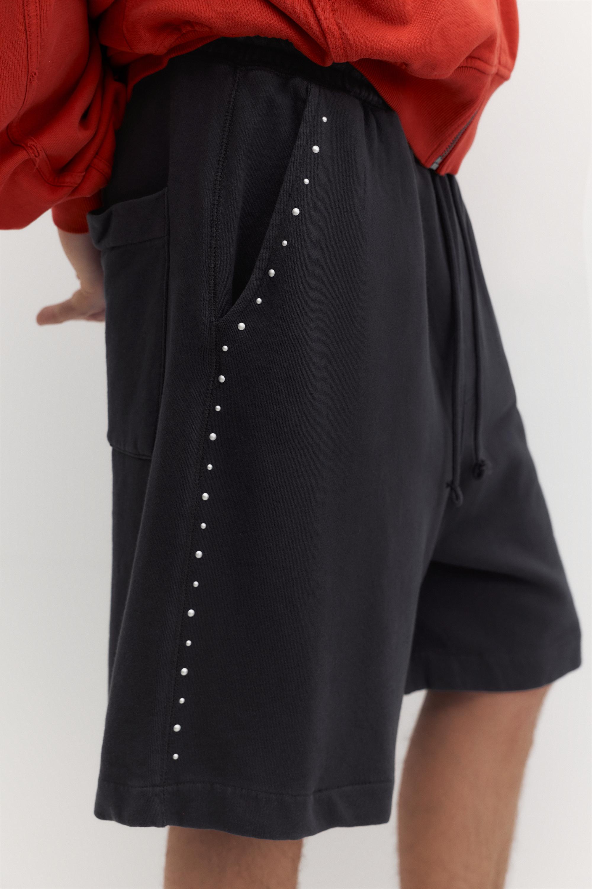 Studded jogging Bermuda shorts — Anthracite grey