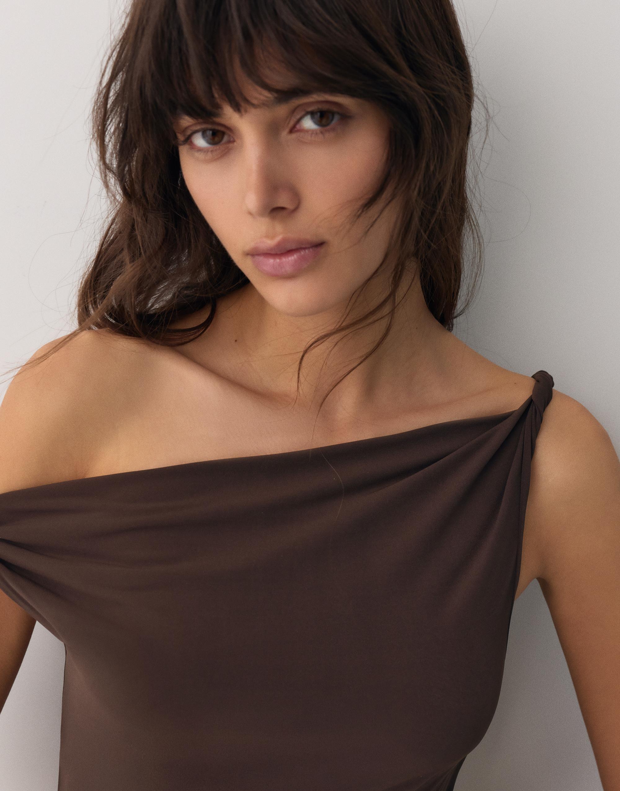 Asimetrik midi elbise - Görsel 28