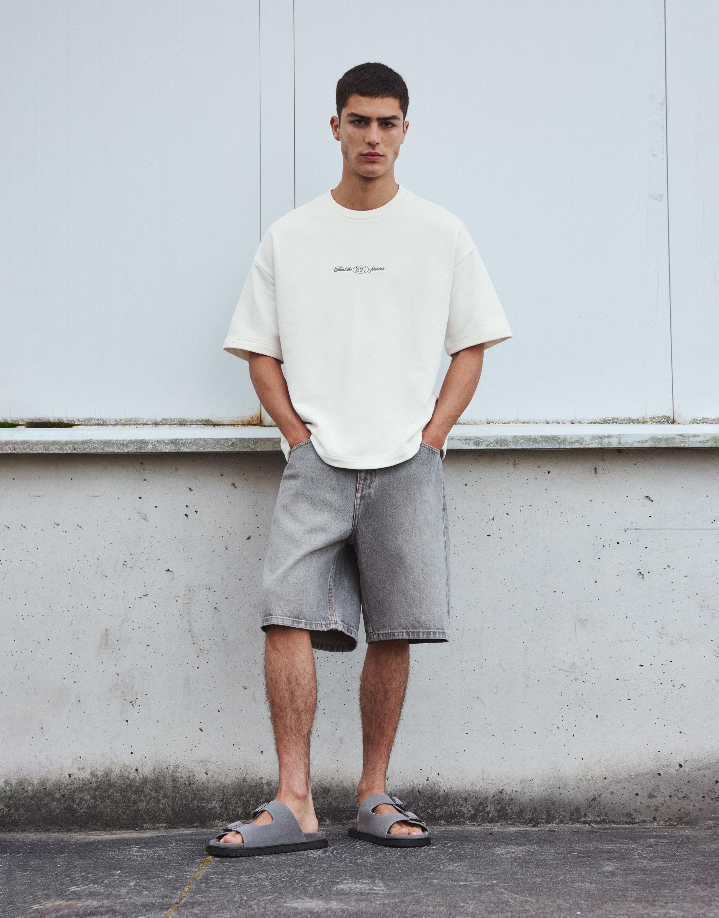 Nakışlı kısa kollu sweatshirt - Görsel 5