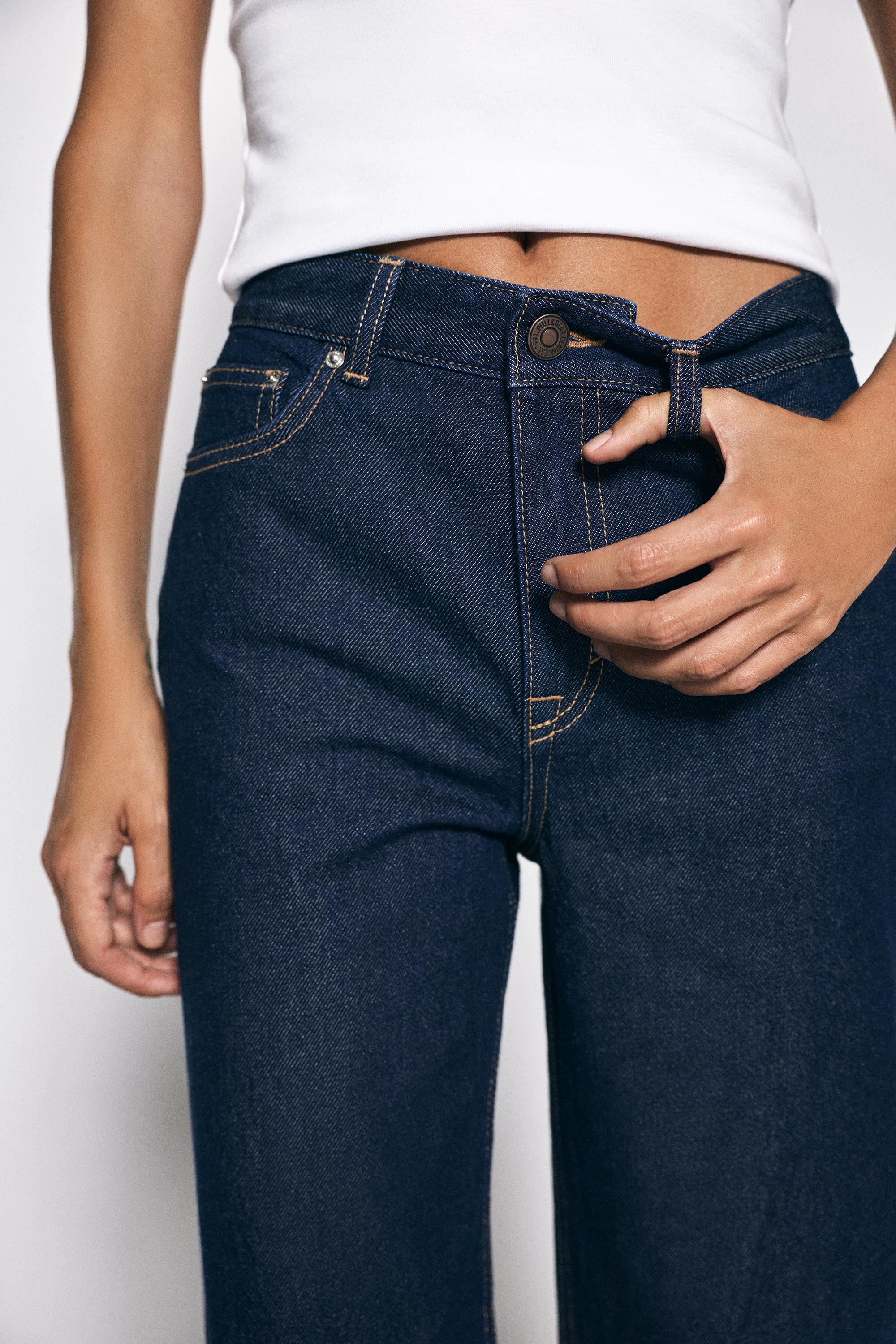 High-waist wide straight-leg jeans — Navy