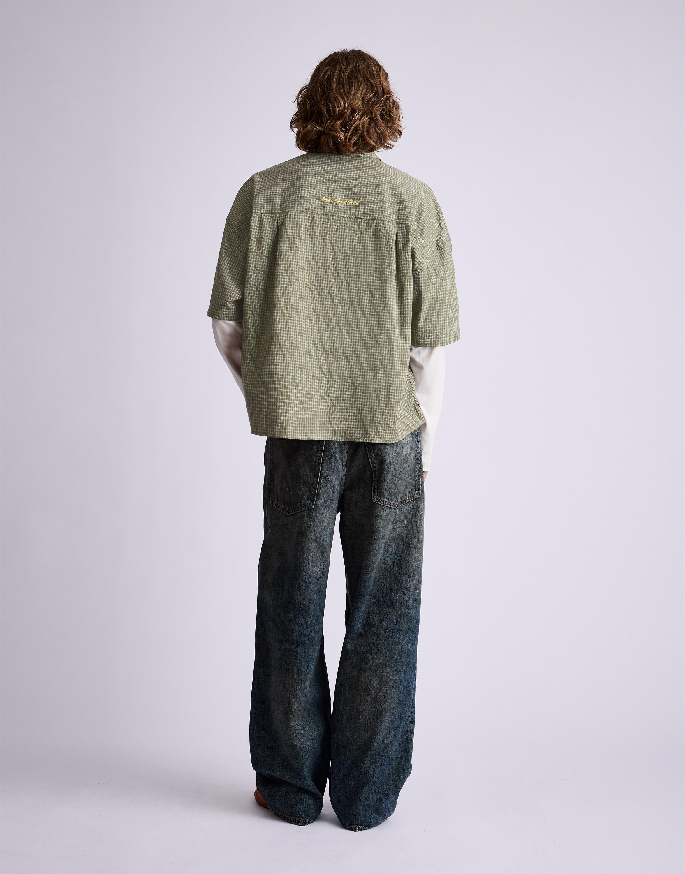 Double sleeve check shirt — White/Grey