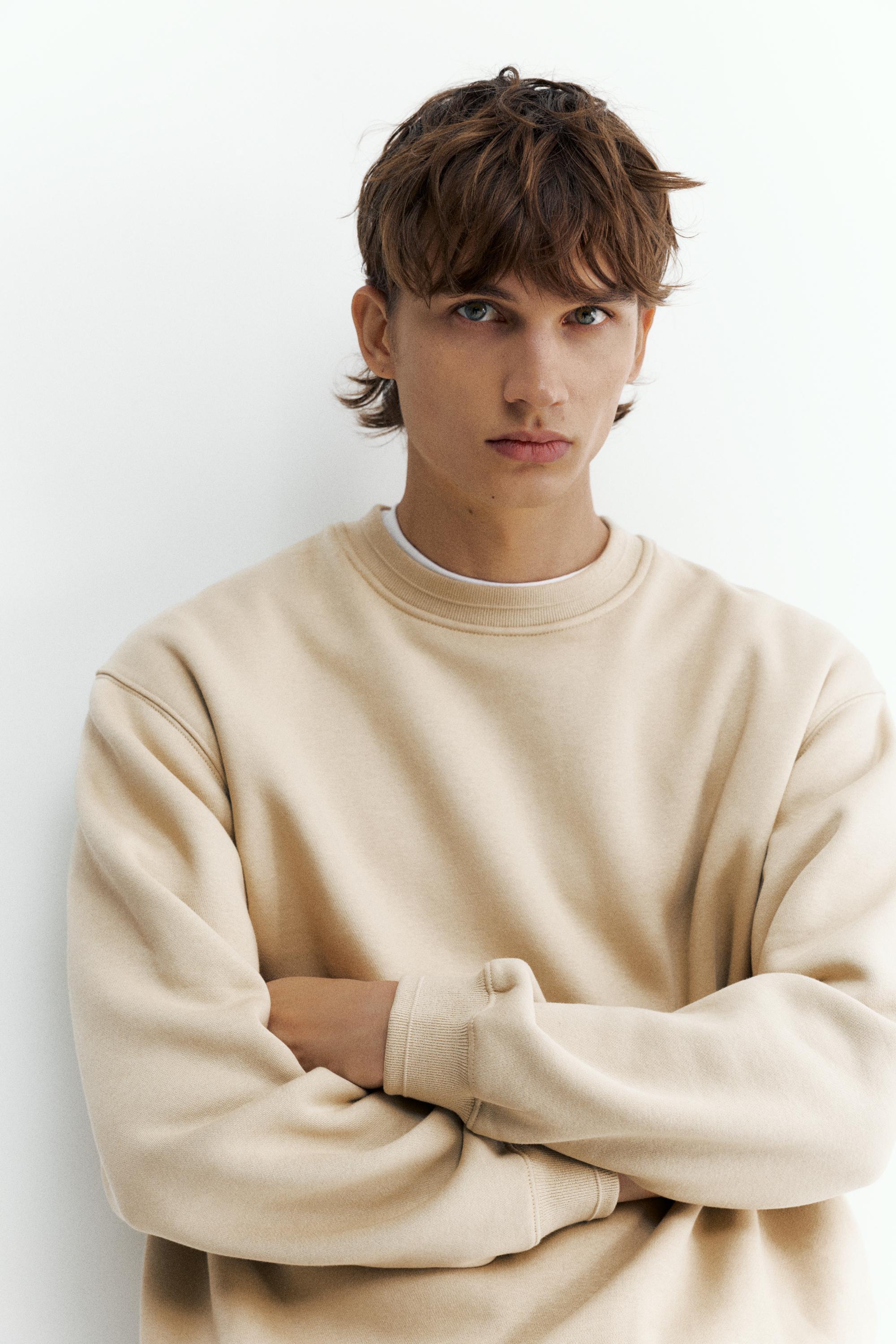 Relaxed fit round neck sweatshirt — Sand