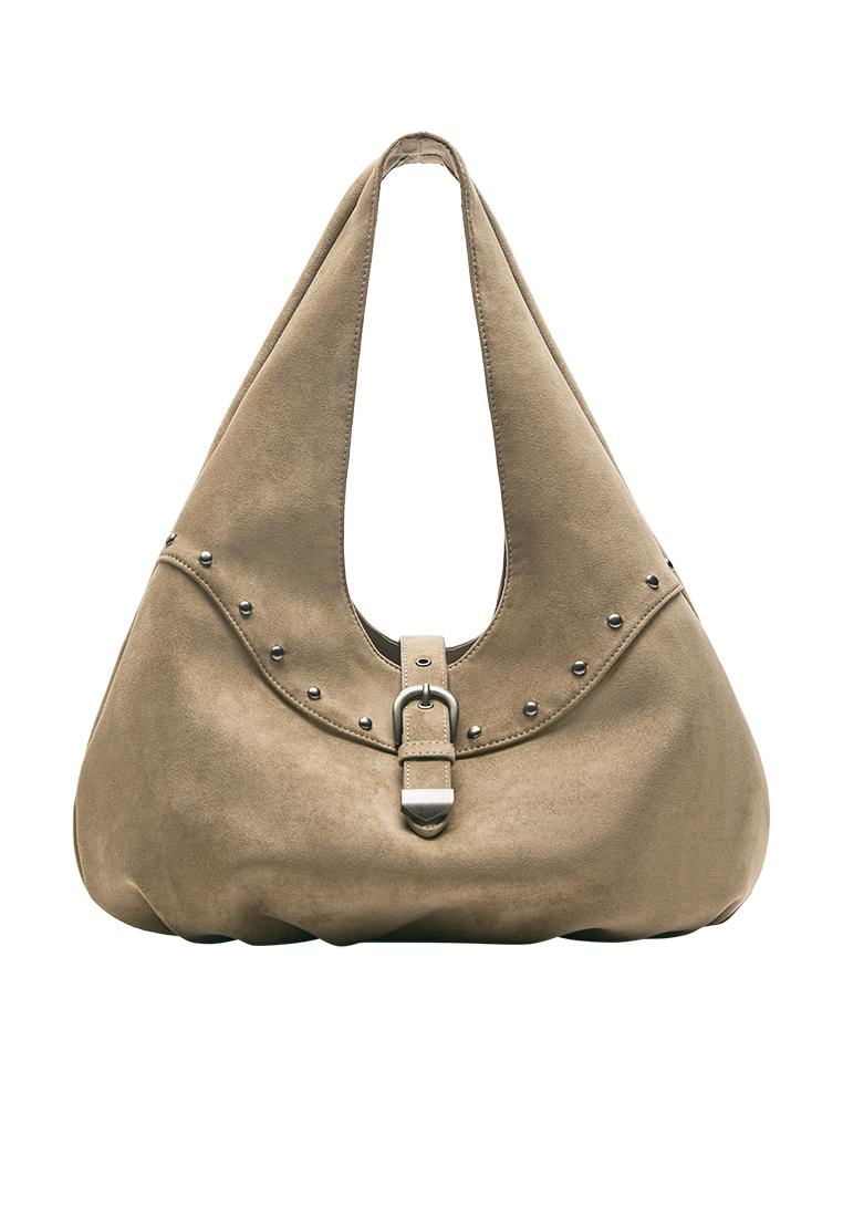 Studded buckle tote bag — Sand