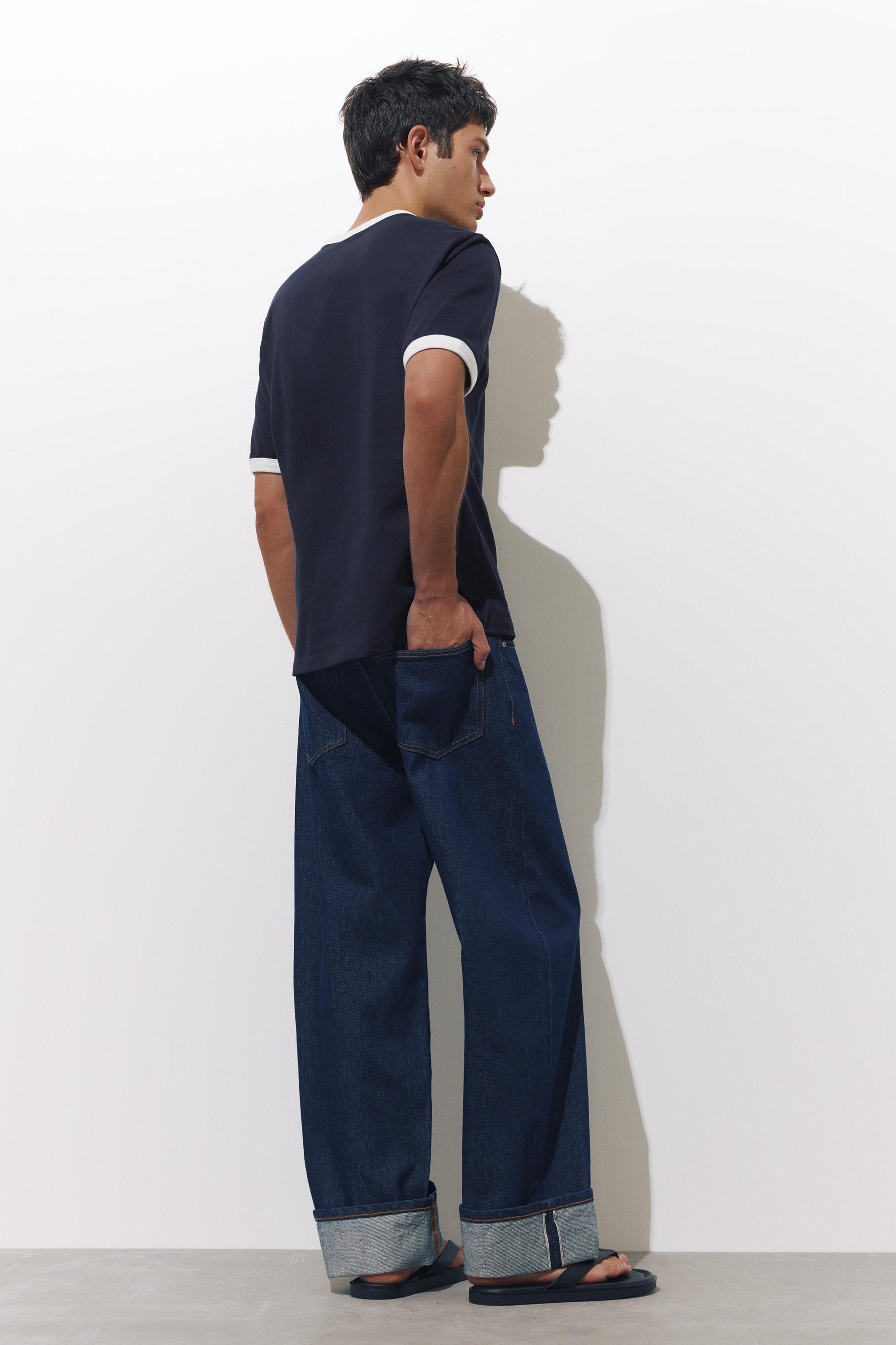 Contrast trim T-shirt — Navy