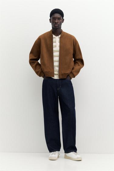 Faux suede bomber jacket — Brown 4
