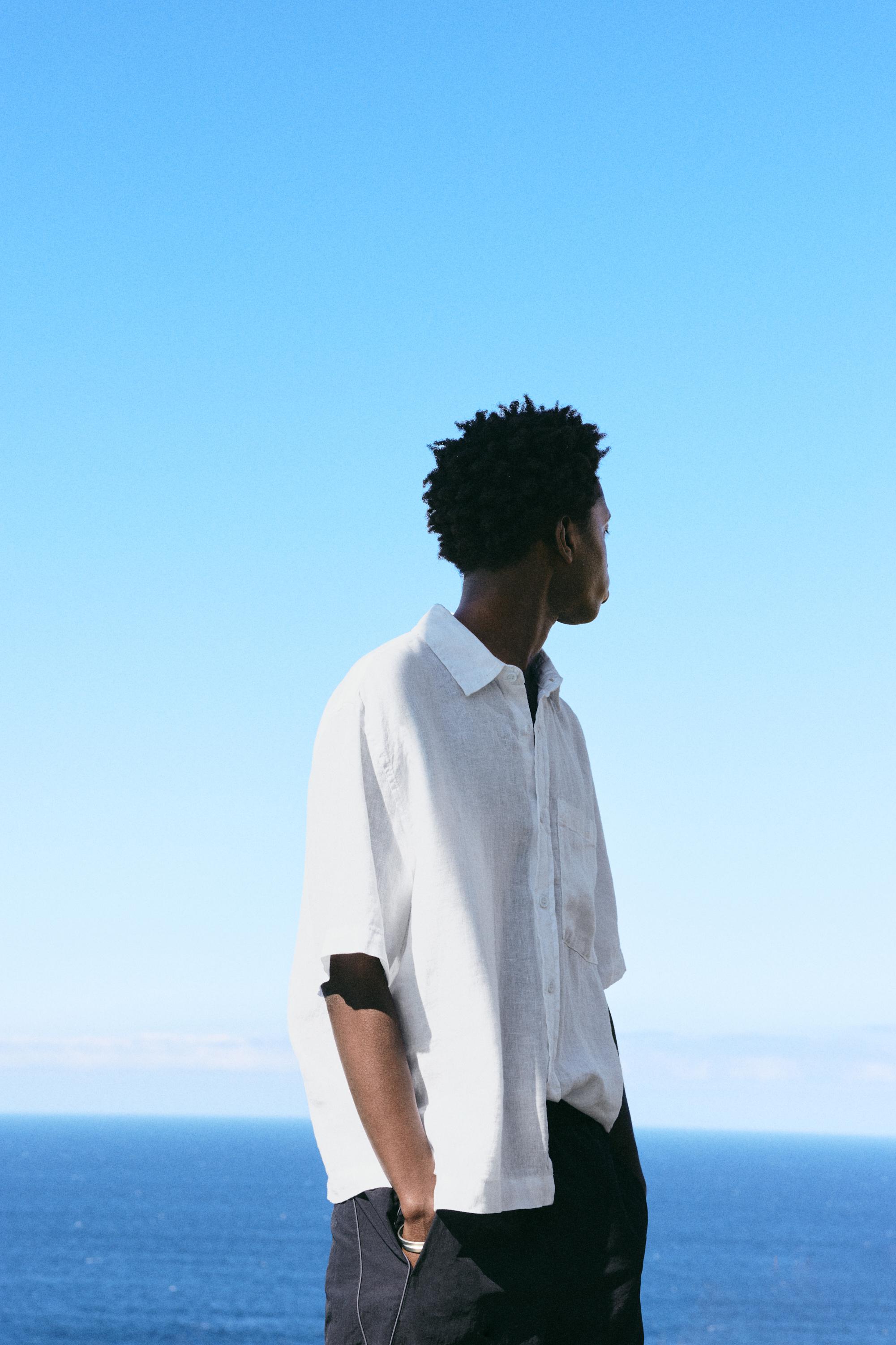 100% linen short sleeve shirt — Off white