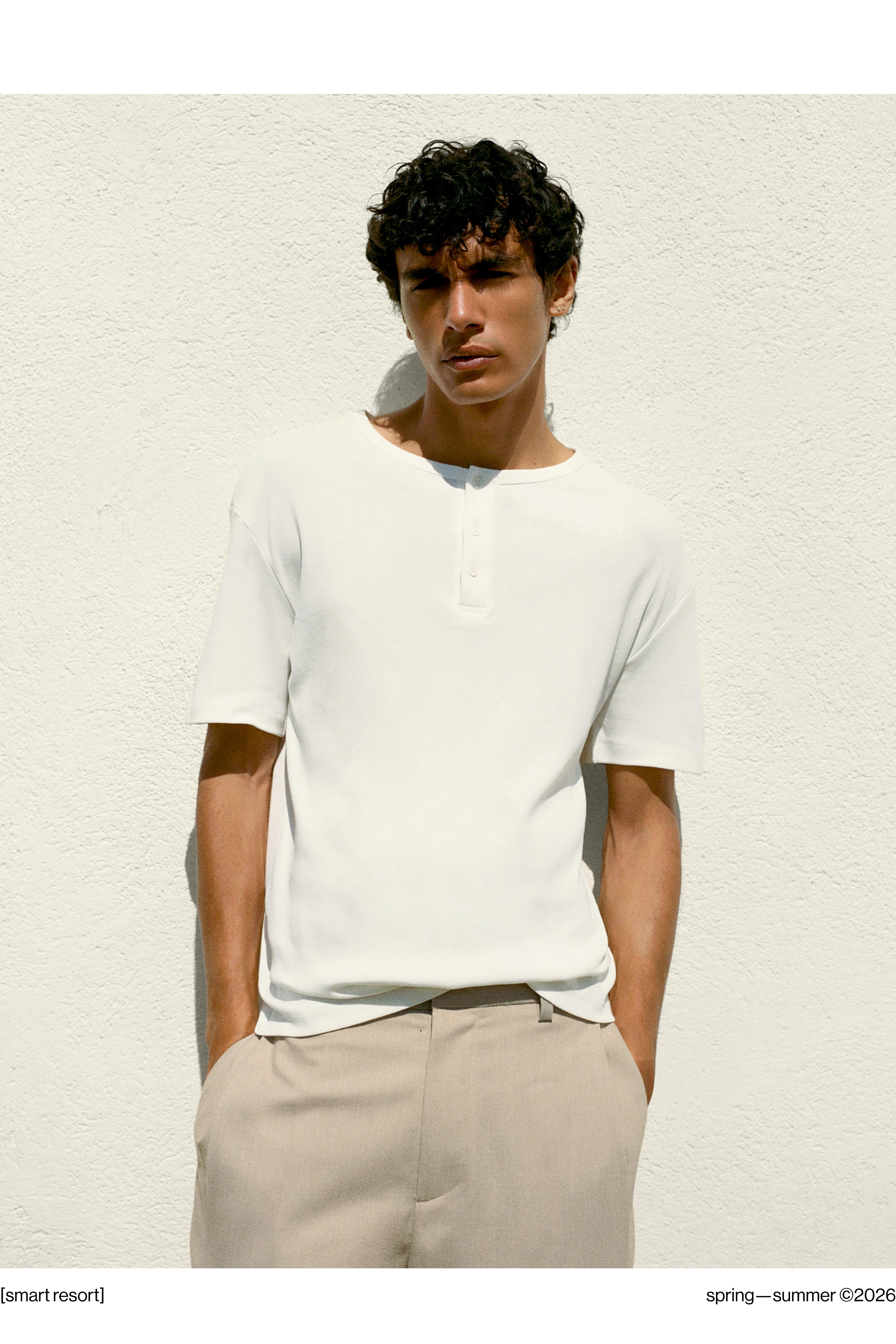 Basic Henley T-shirt — White