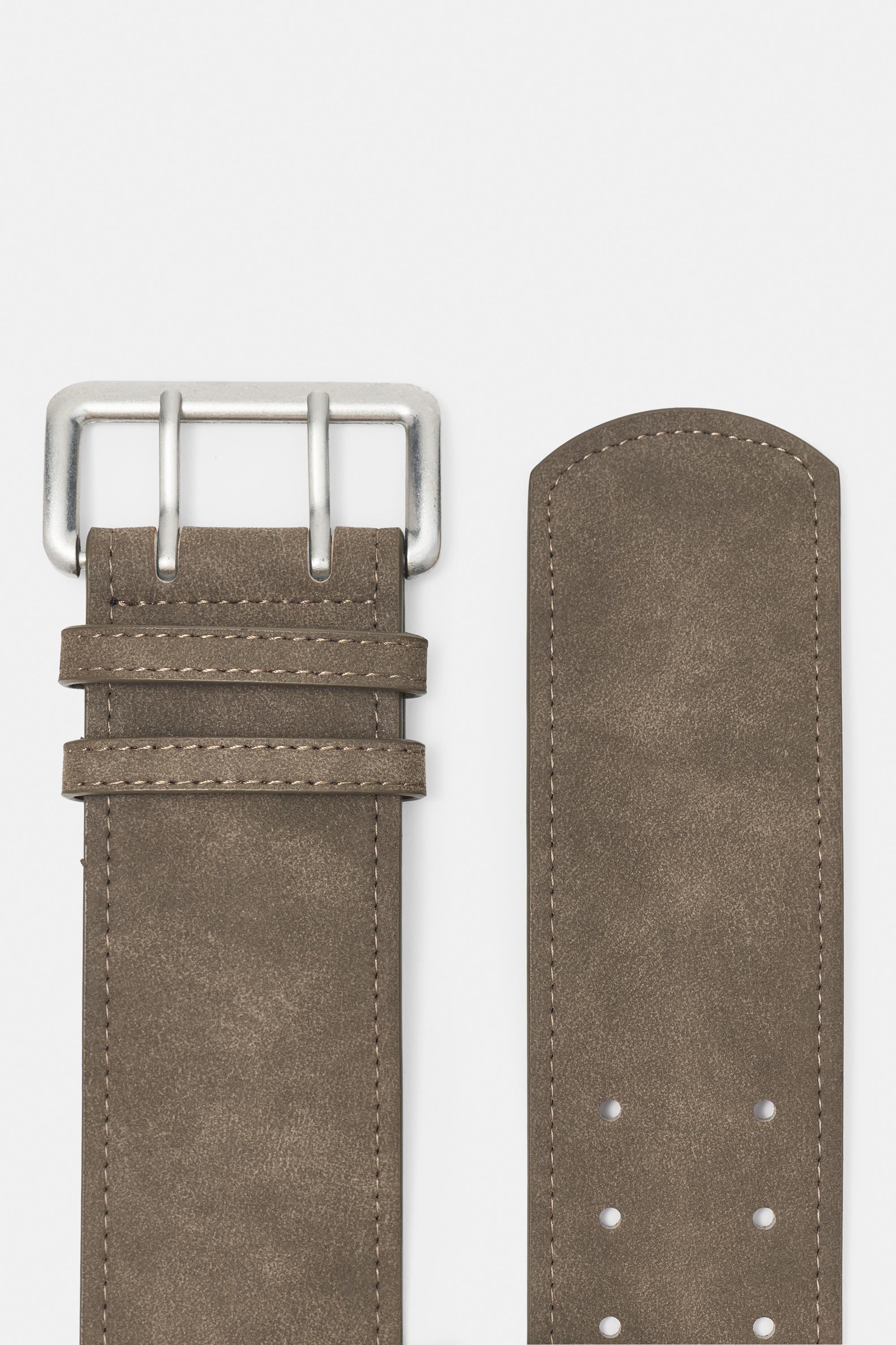 Wide faux suede belt — Taupe