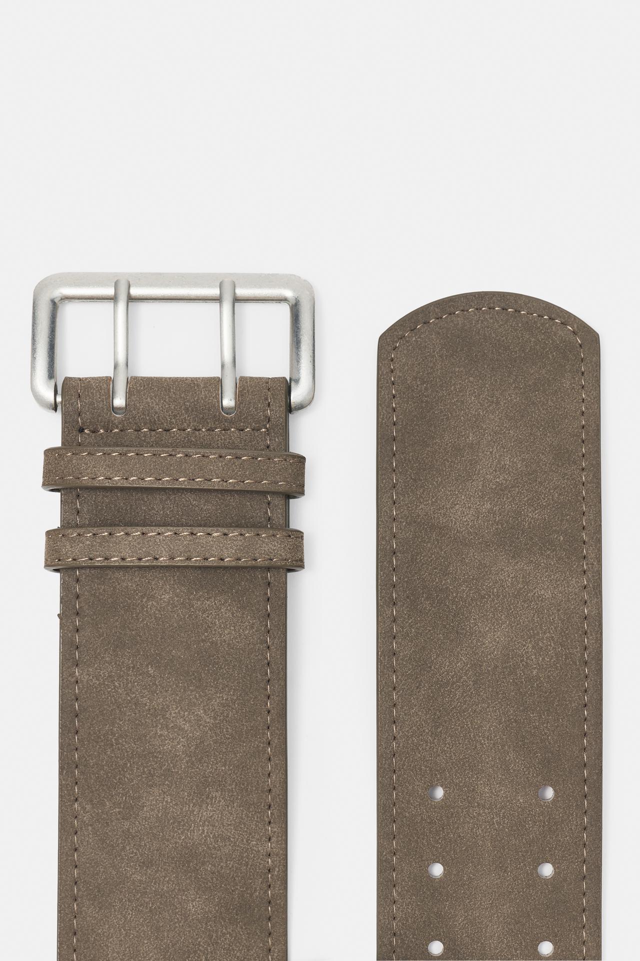 Wide faux suede belt — Taupe