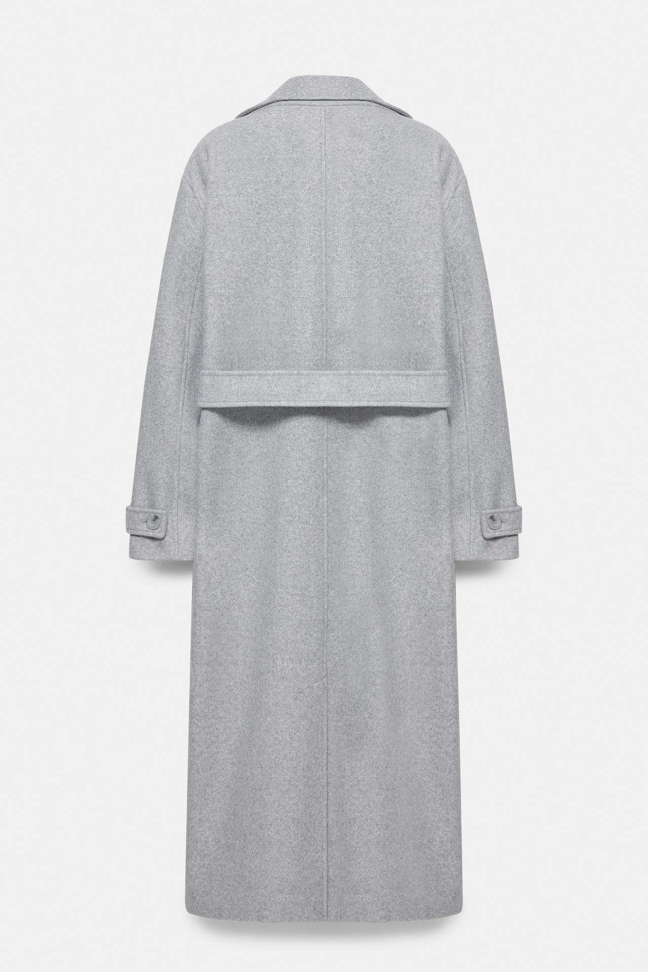 Long belted coat — Medium grey