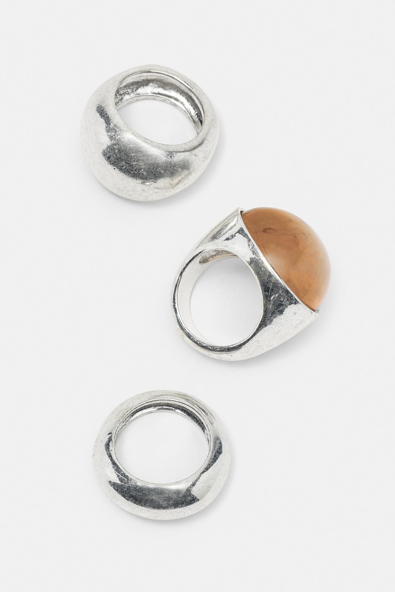 3-pack of stone rings — Silver