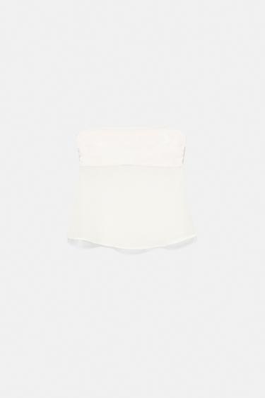 Mixed fabric strapless top — Ice 4