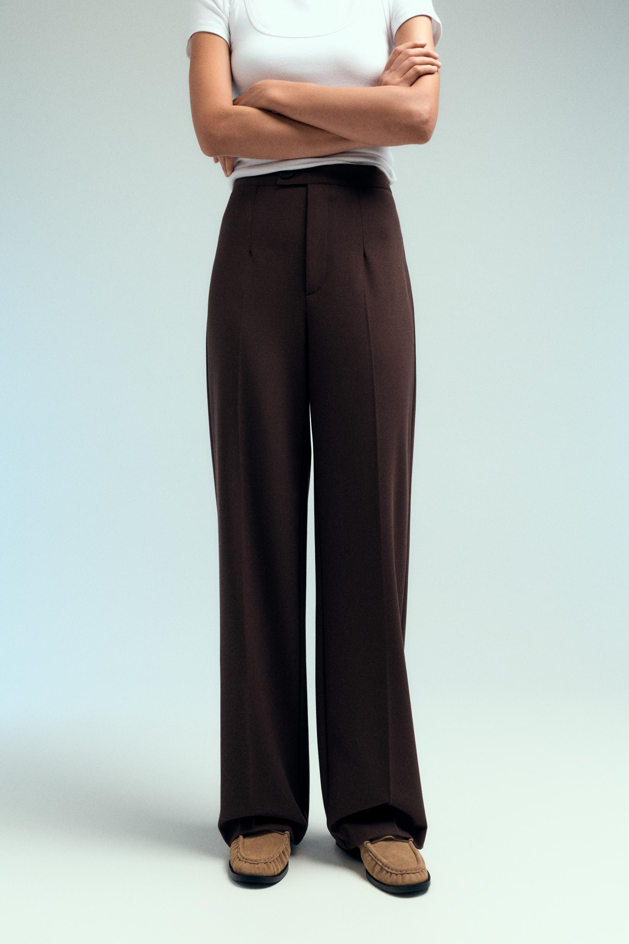 Straight-leg darted trousers — Brown