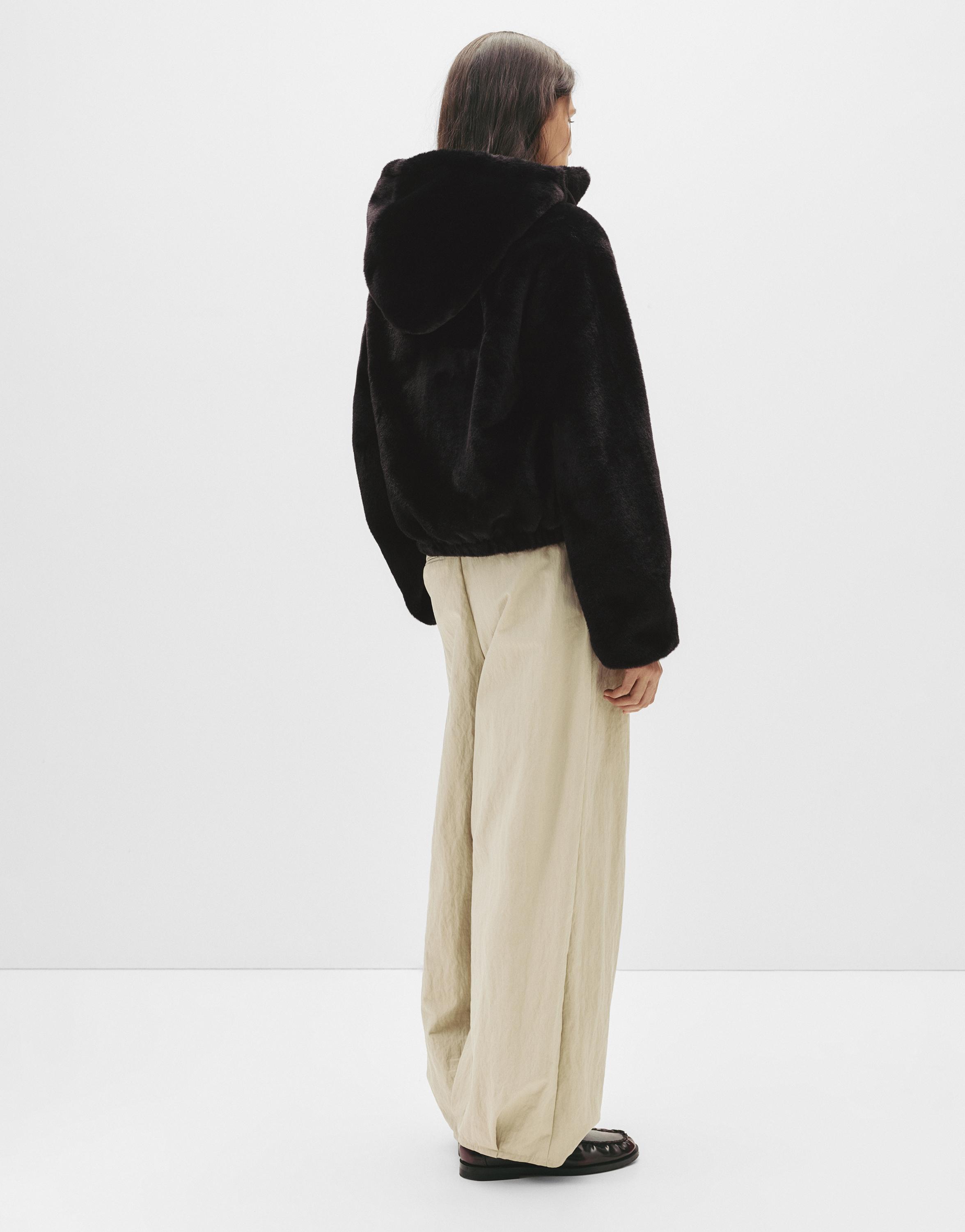 Kapüşonlu suni kürk ceket - Görsel 62